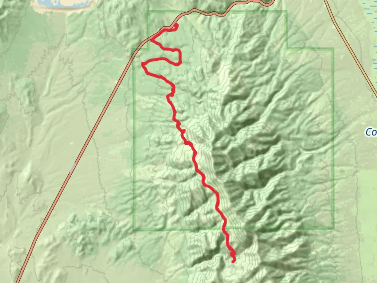 An image depicting the trail Ward Mount Campground Road to National Forest Development Road 444 and its surrounding area.