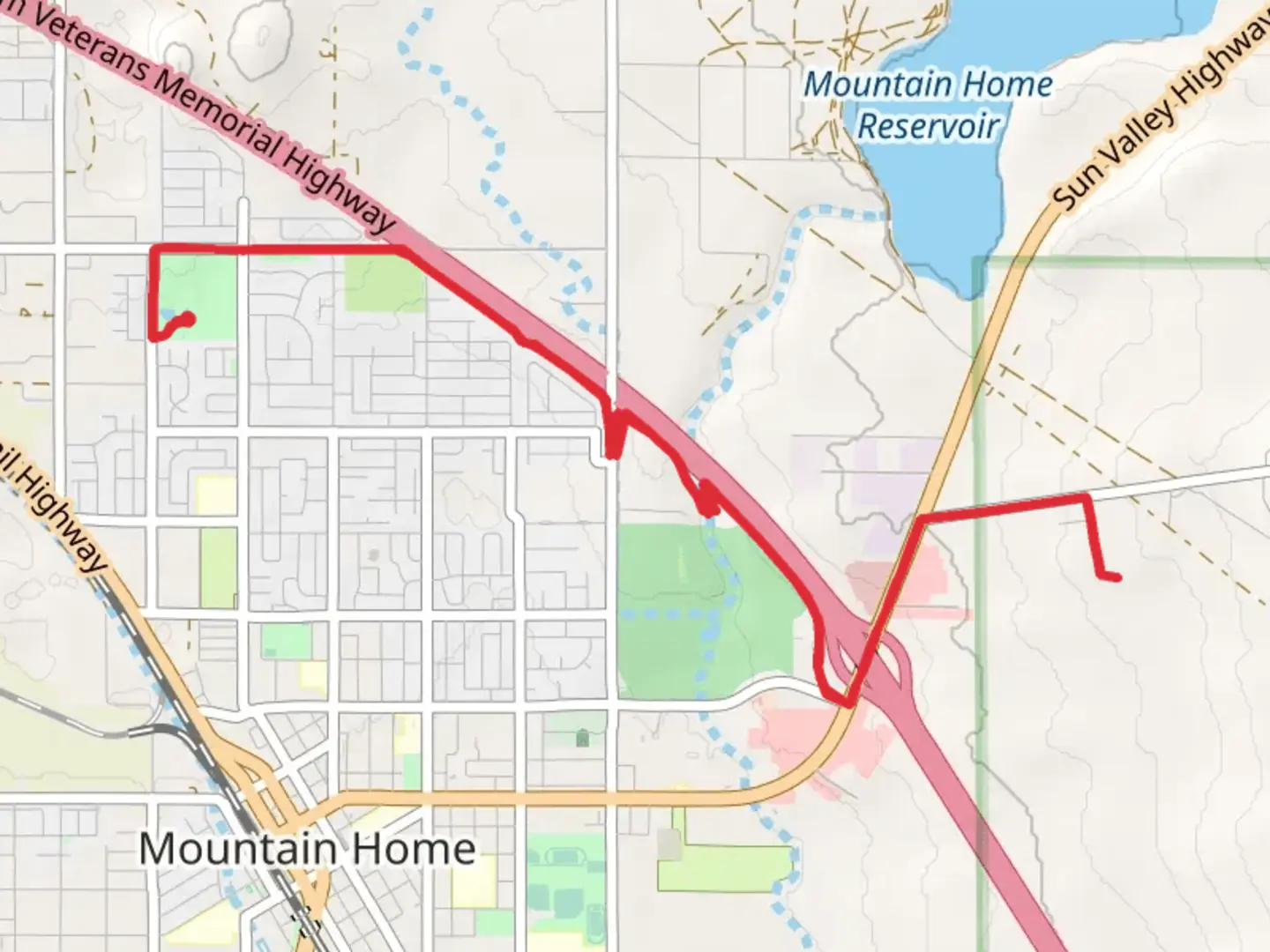 An image depicting the trail Legacy Park, Community Garden and East Side Canal and its surrounding area.