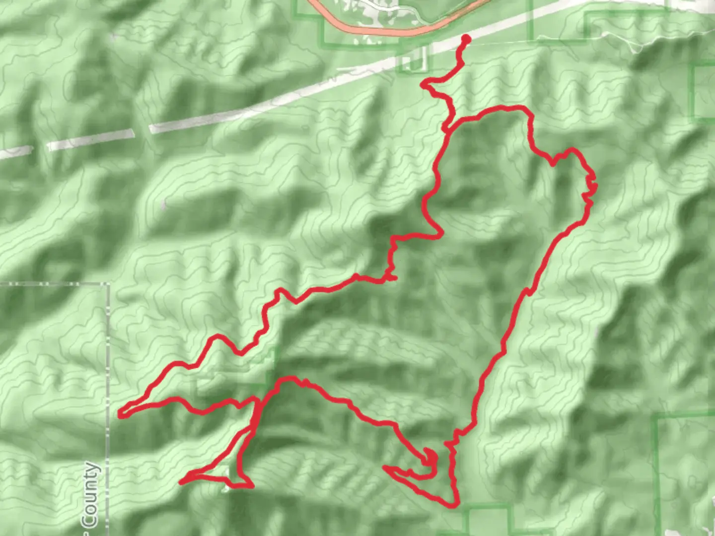 An image depicting the trail Twin Peaks Trail and Divide Trail North Loop and its surrounding area.