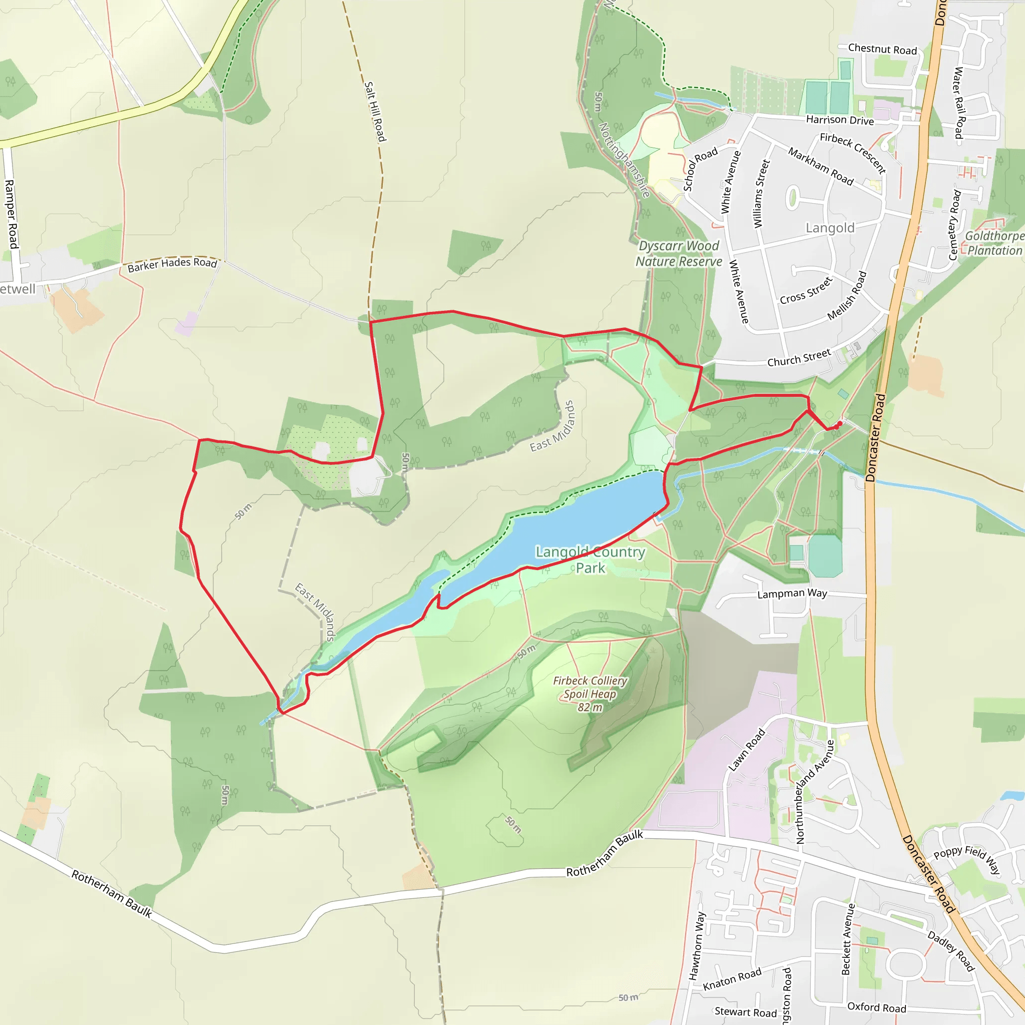 Langold Lake Country Park Loop mobile static map