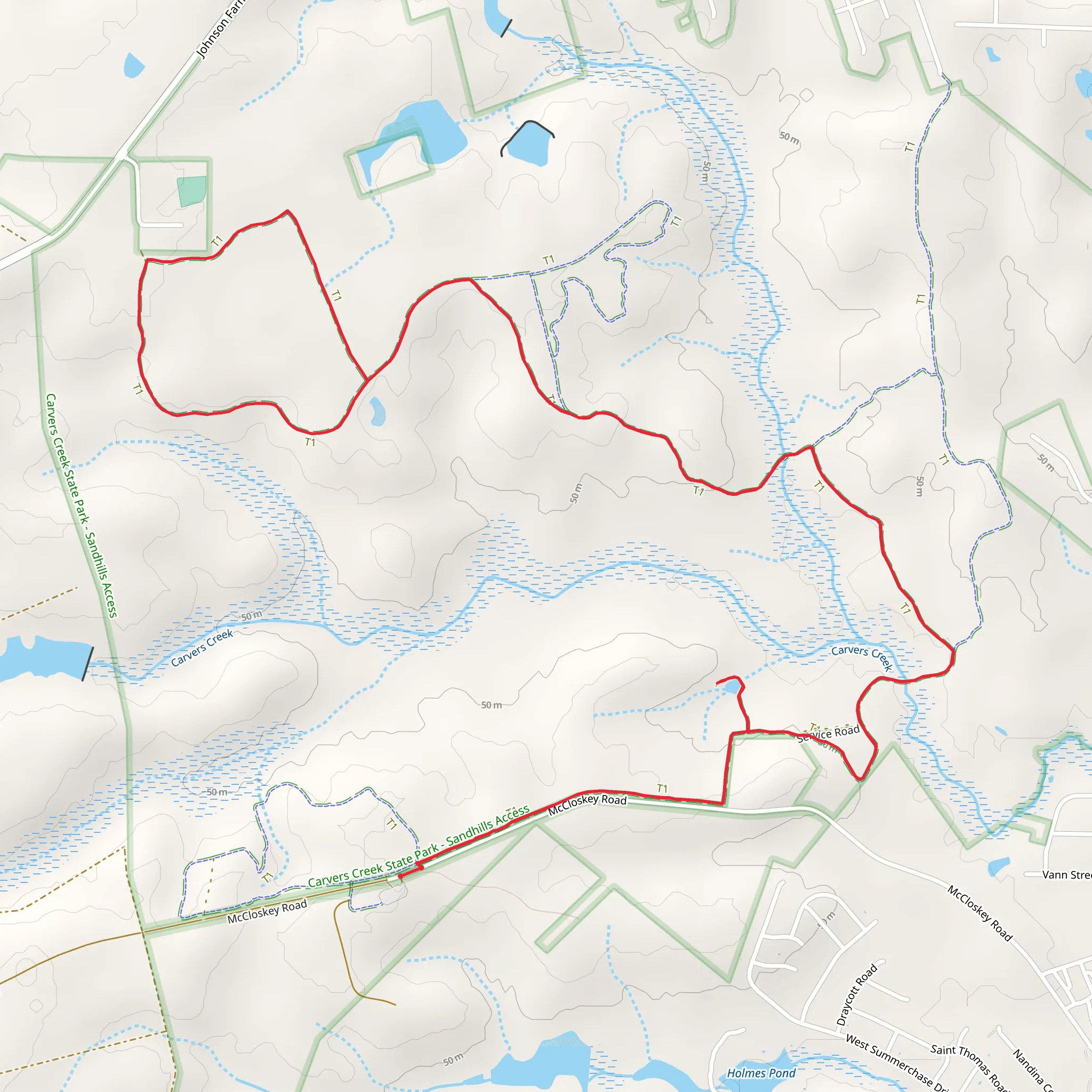 Longleaf Pine, Footpath and Turkey Oak Loop Trail mobile static map