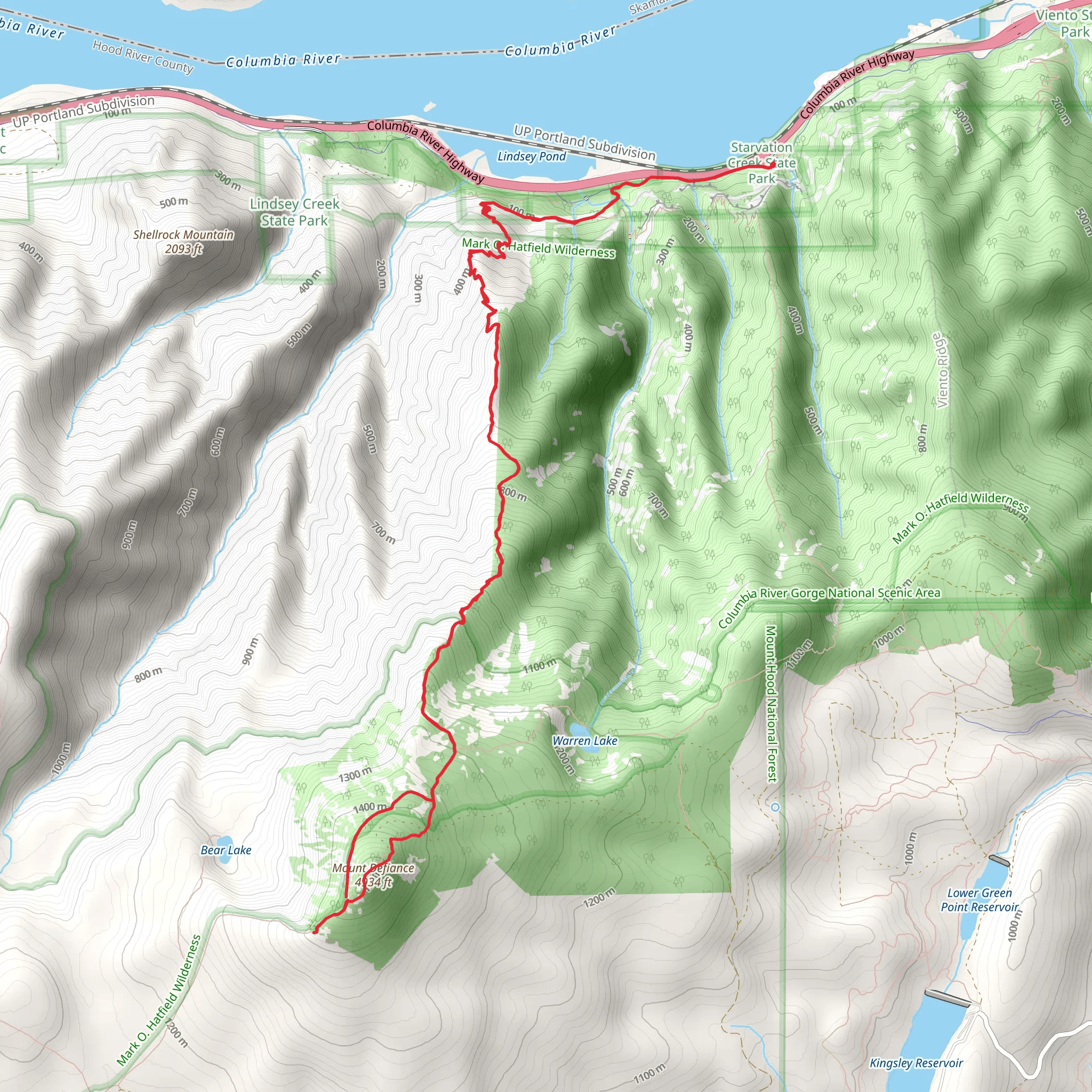 Mount Defiance Trail mobile static map