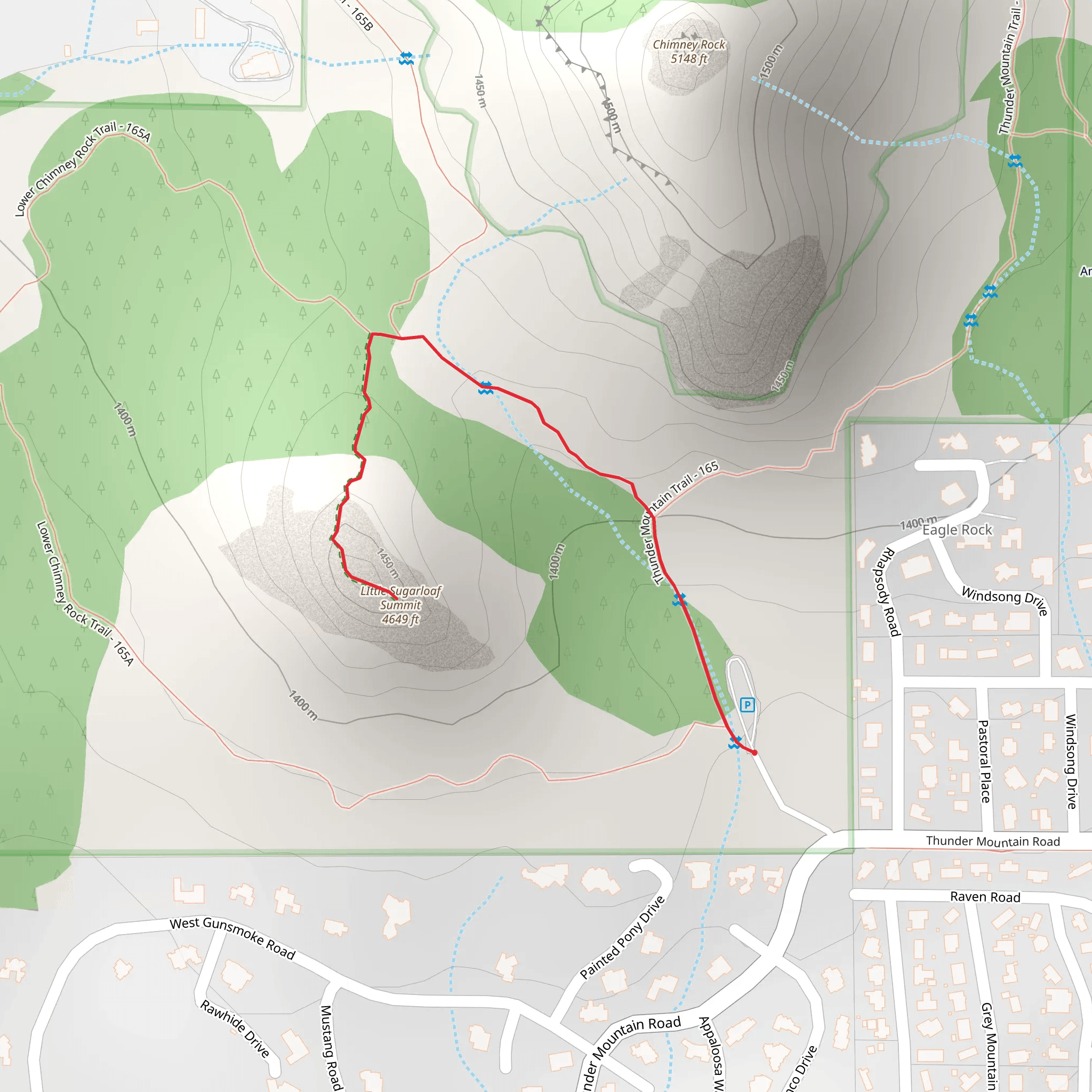 LIttle Sugarloaf Summit via Thunder Mountain Trail mobile static map