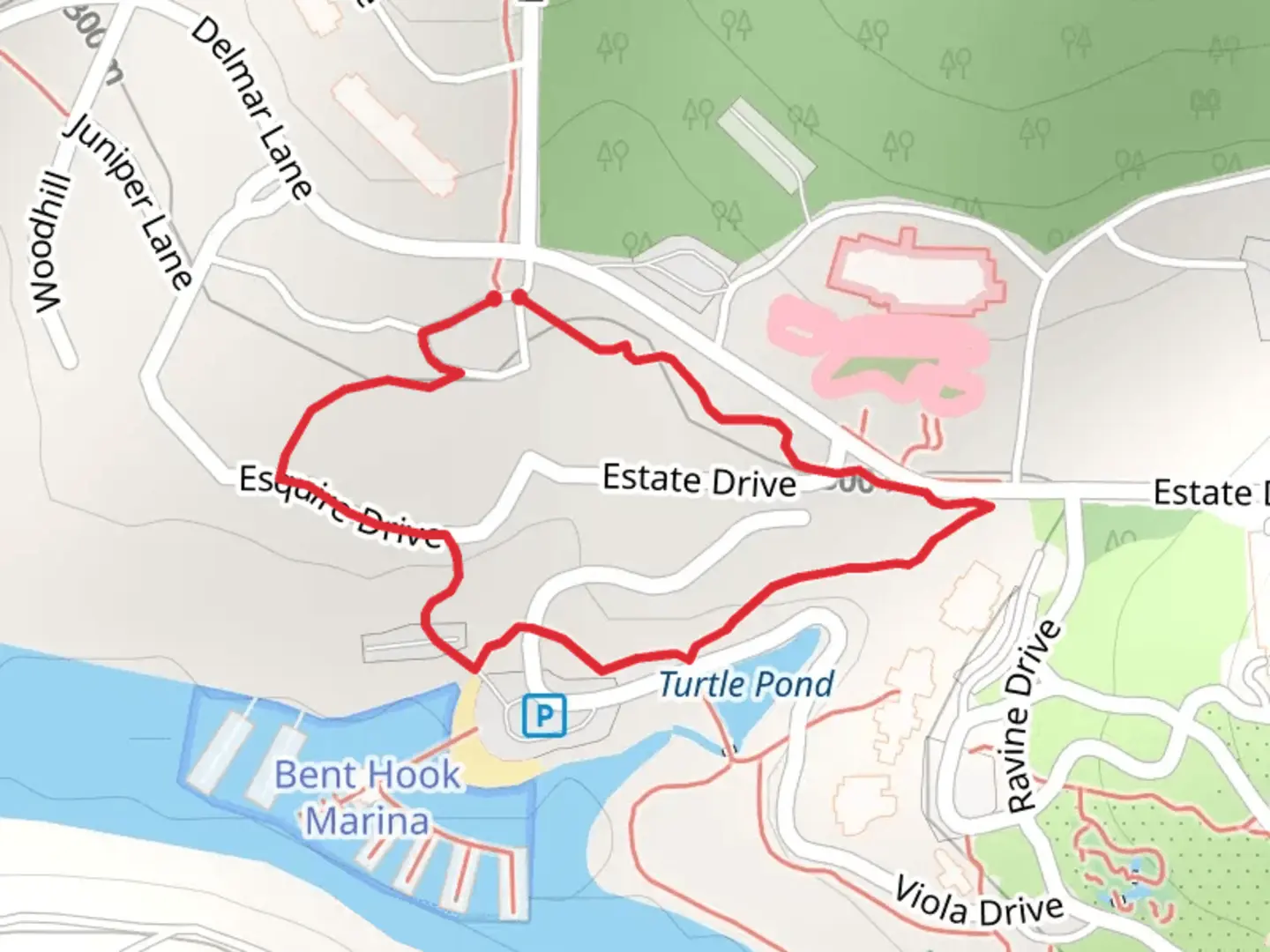 An image depicting the trail Loop around Estate Drive and its surrounding area.