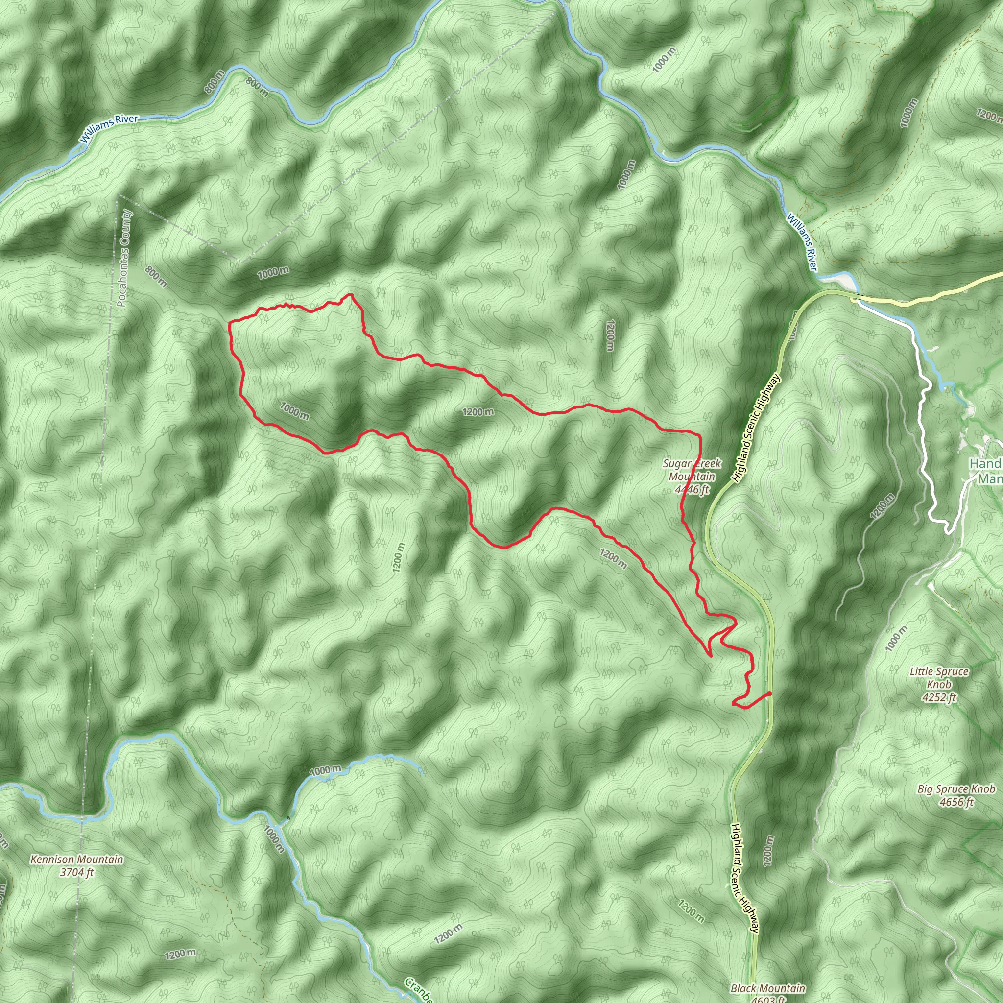 North Fork, Sugar Creek Mountain and Middle Fork Loop Trail mobile static map