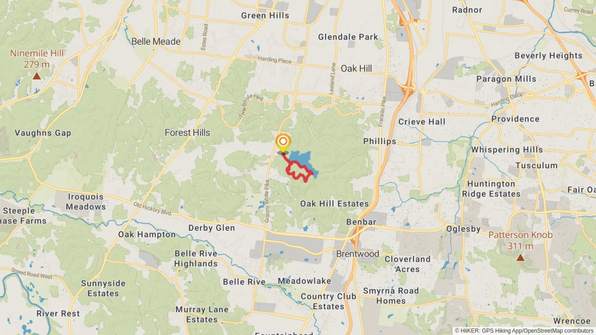 An image depicting the trail Radnor Lake - South Cove Loop Trail and its surrounding area.