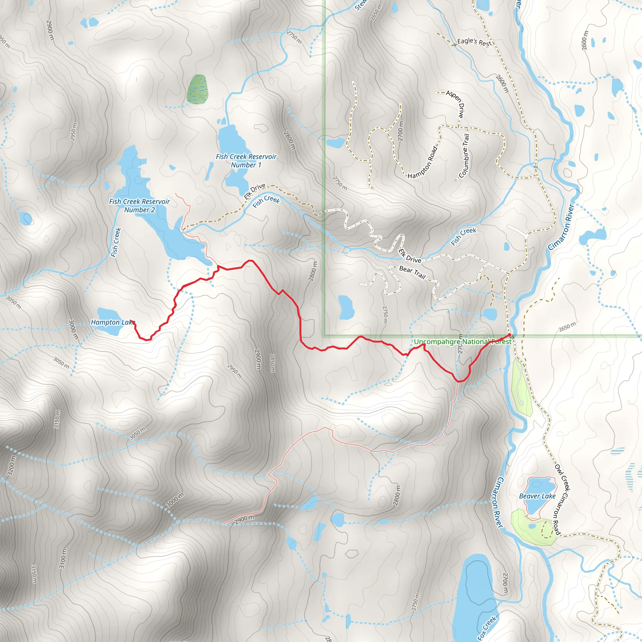 Hampton Lake via Fish Creek Reservoir Trail mobile static map