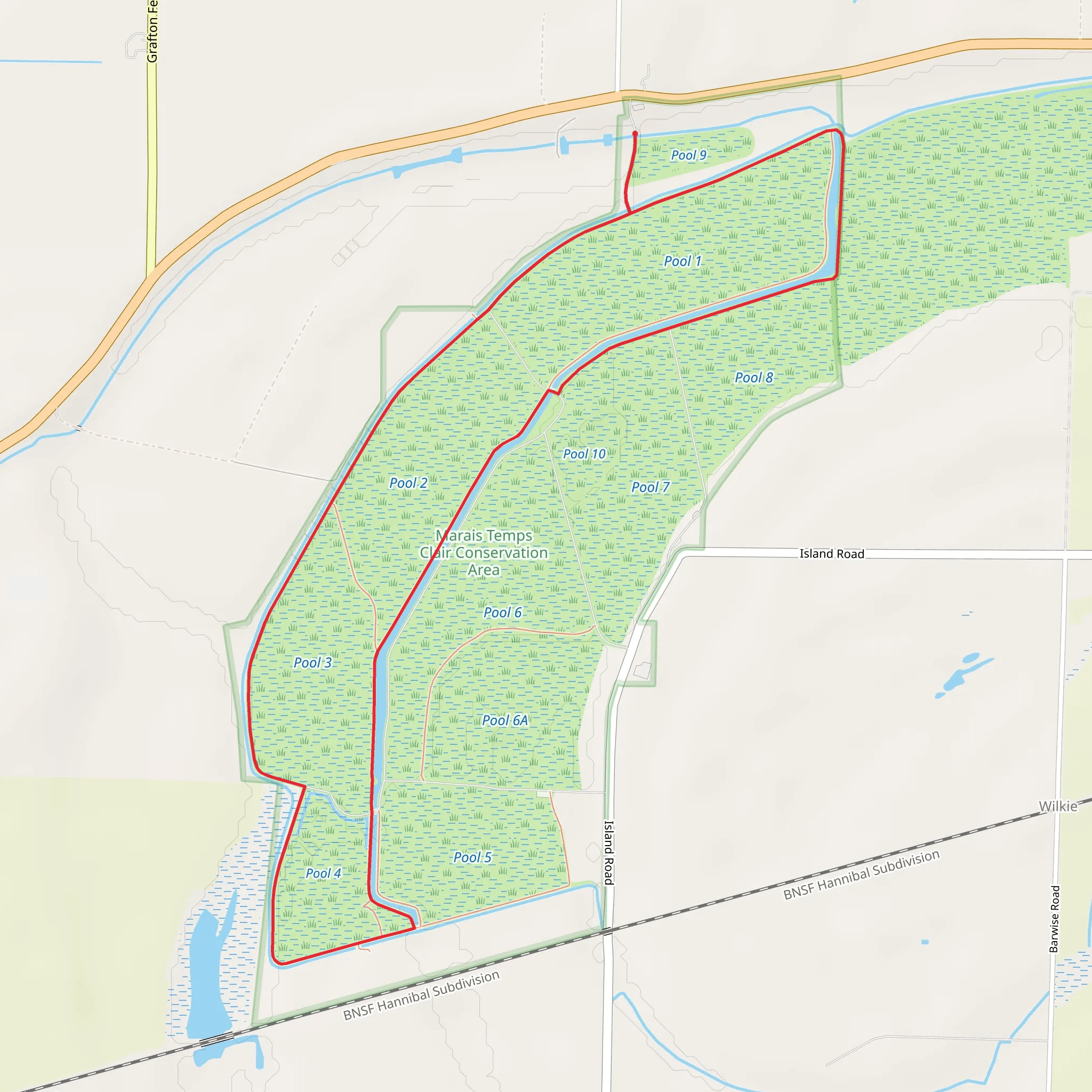 Marais Temps Clair Conservation Area Loop mobile static map