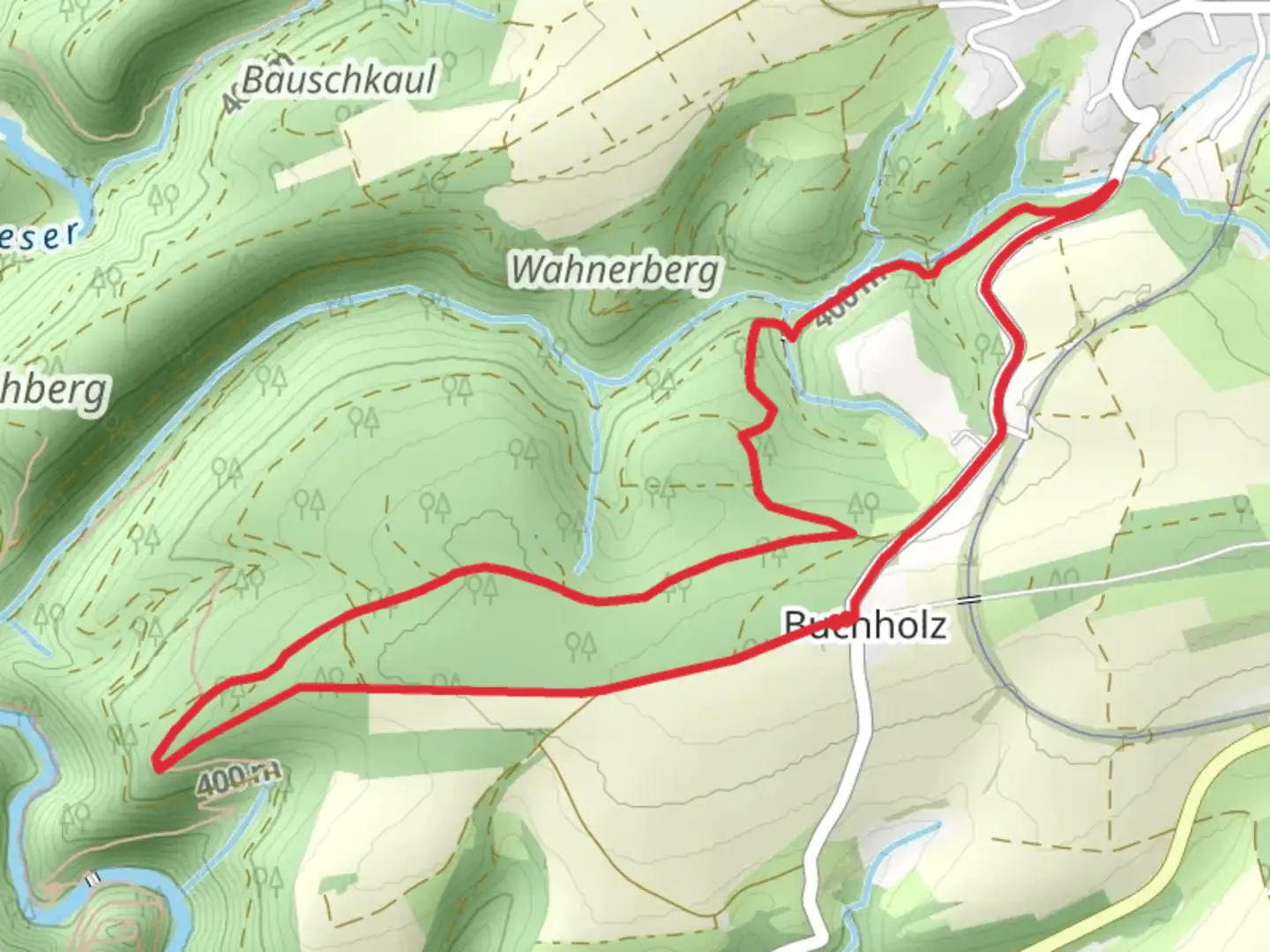 An image depicting the trail Belverde and Kloster Loop from Buchholz and its surrounding area.
