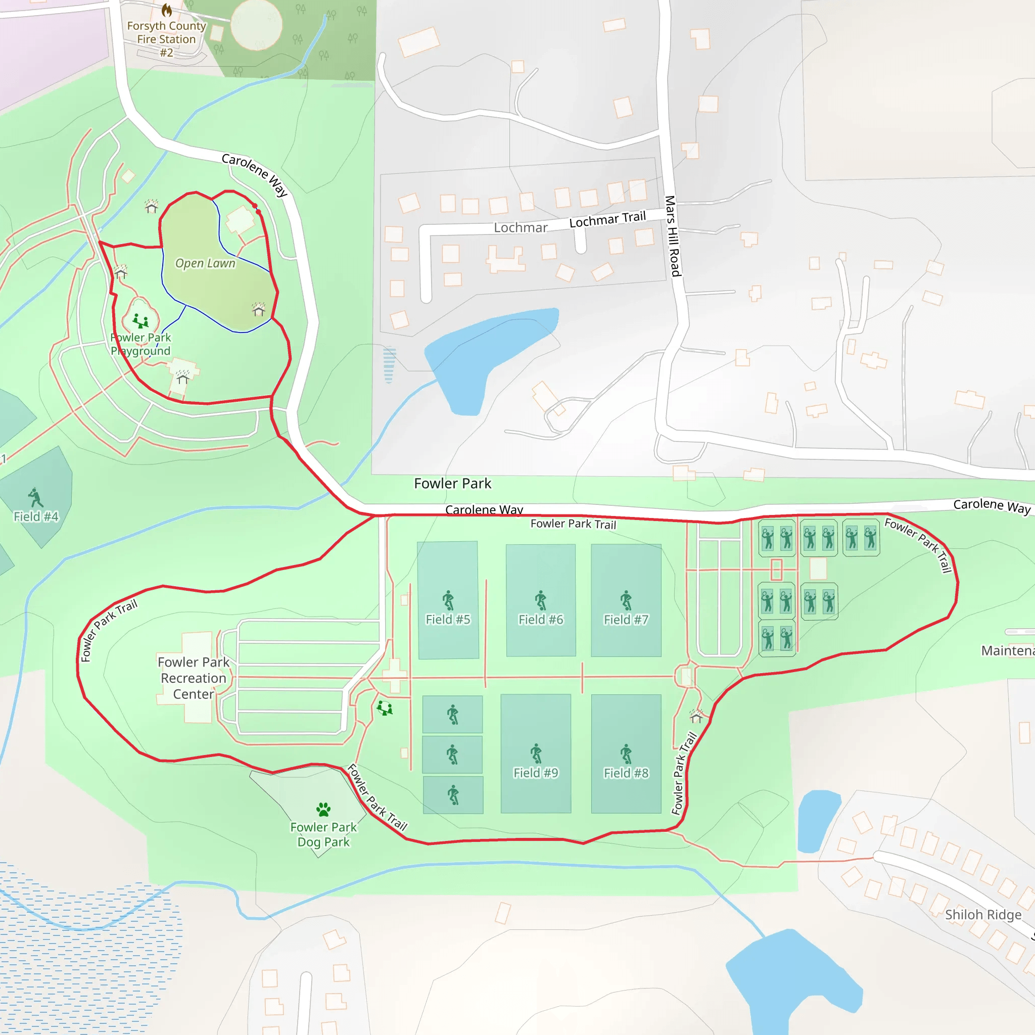 Fowler Park Loop Trail mobile static map
