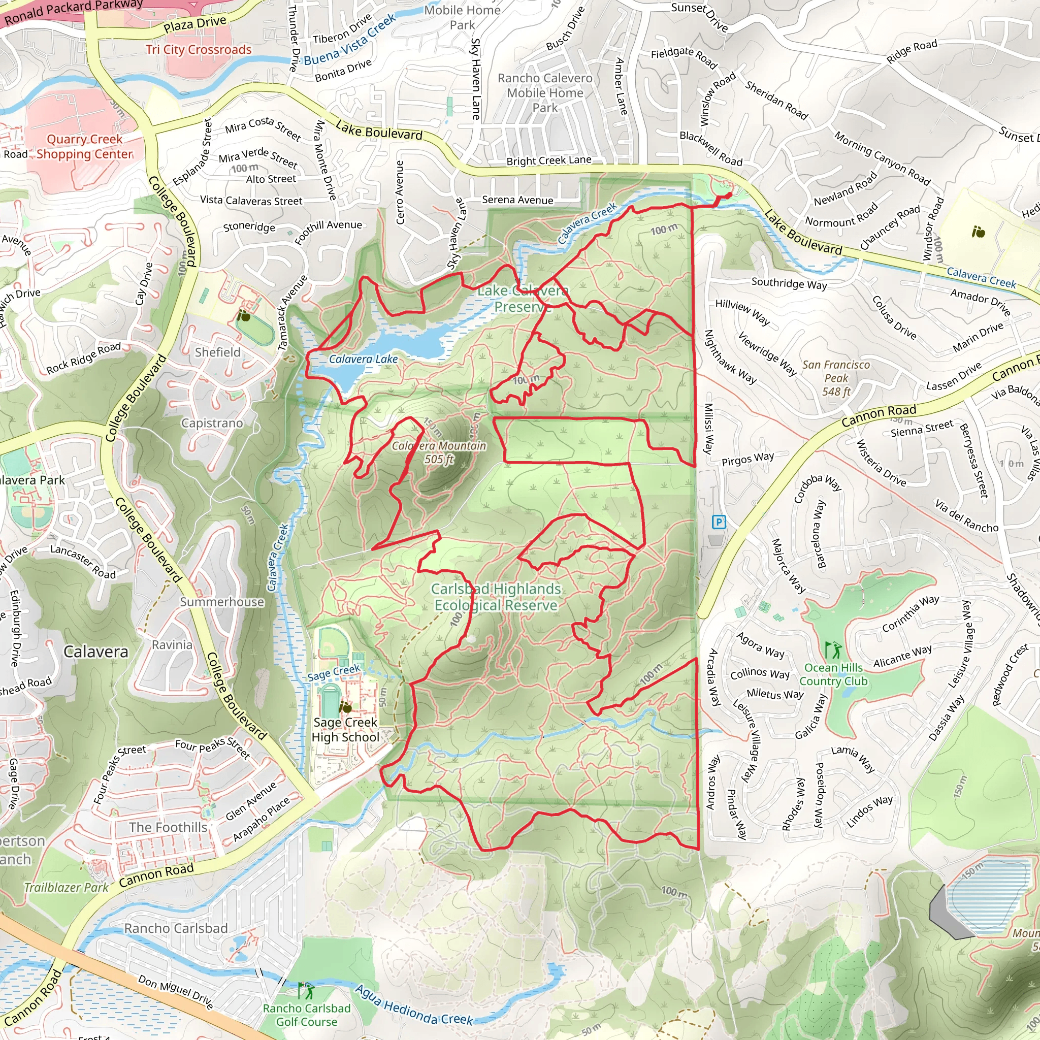 Calavera Lake Loop via Viewpoint Trail mobile static map