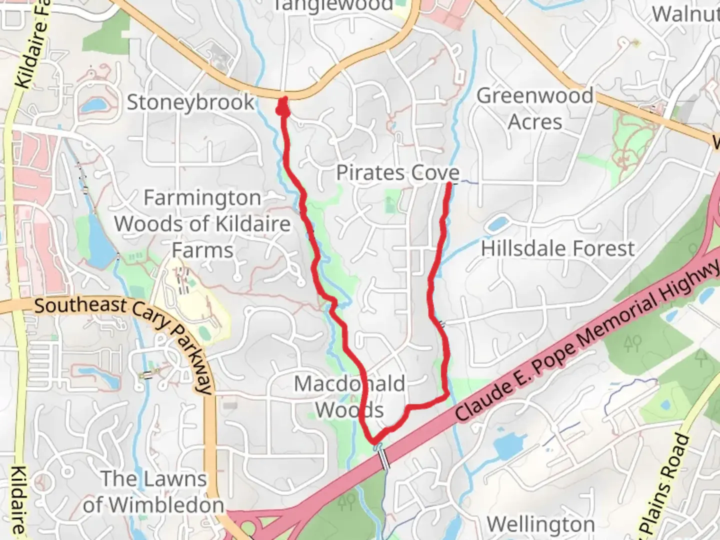 An image depicting the trail Hinshaw Greenway and its surrounding area.