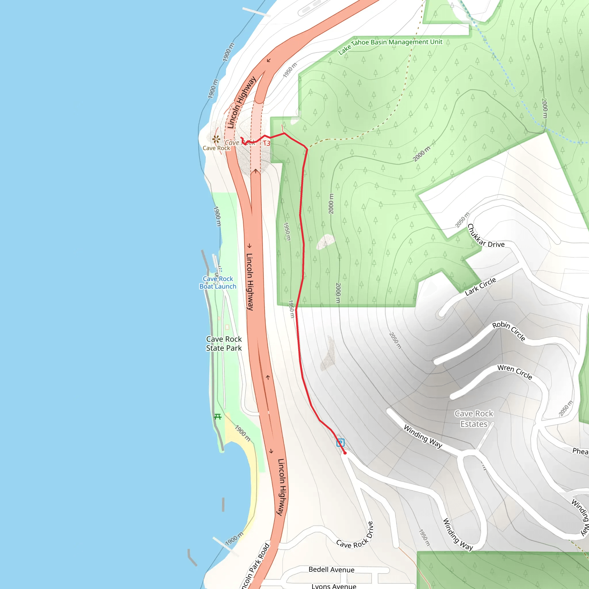 Cave Rock from Winding Way mobile static map