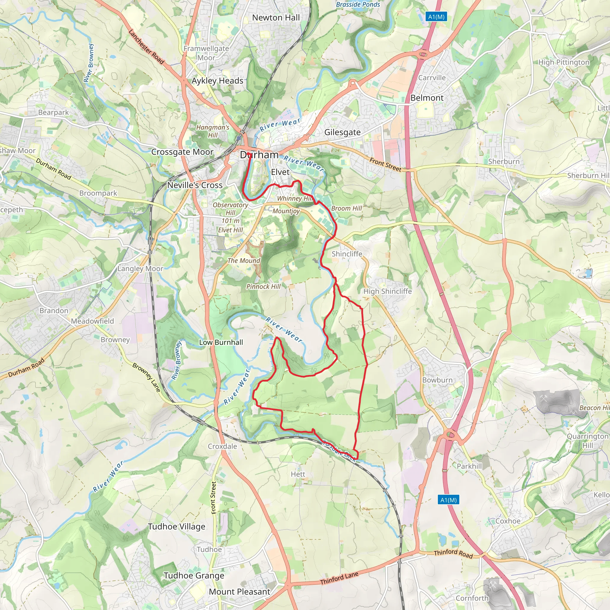 Shincliffe Wood, Croxdale Wood and Tursdale Wood Loop mobile static map
