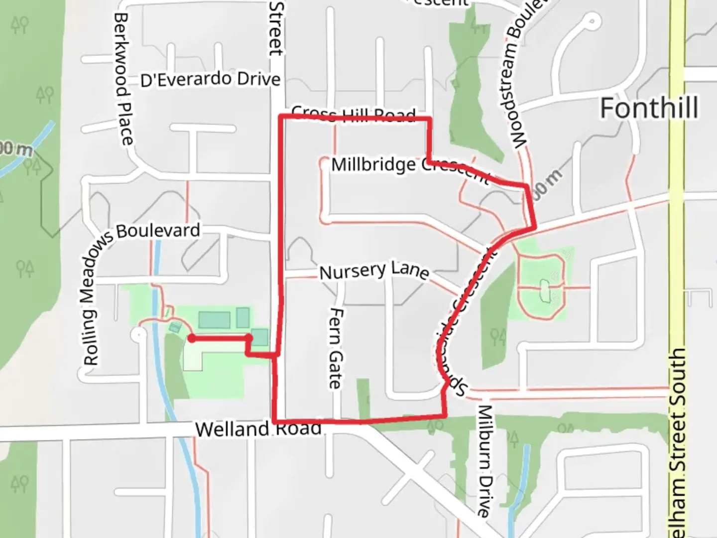 An image depicting the trail Steve Bauer Circle Loop 2 and its surrounding area.