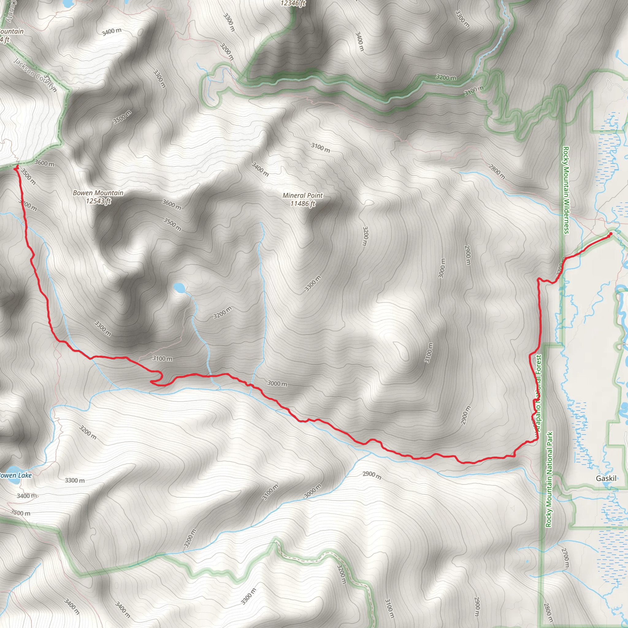 Bowen Gulch Trail mobile static map