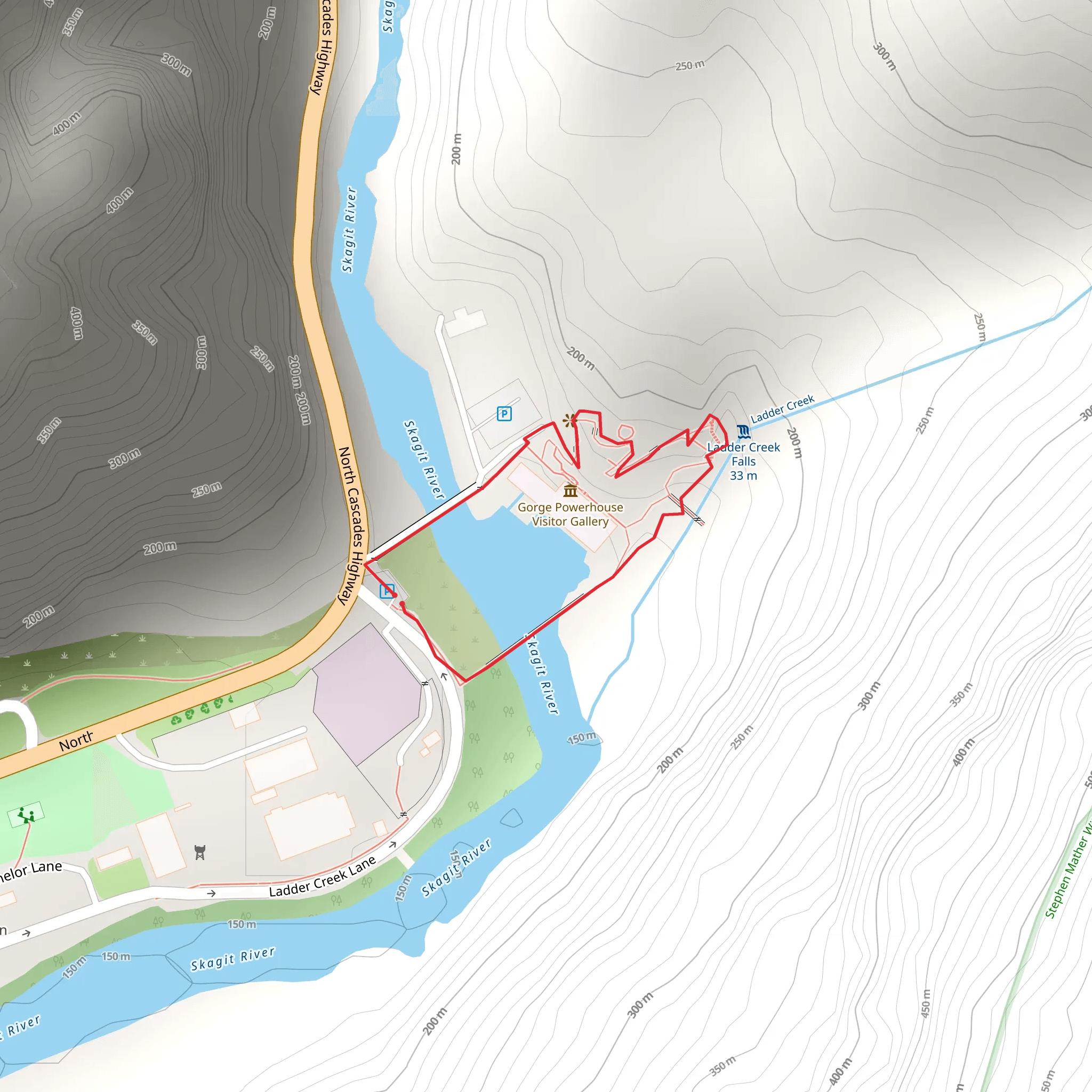 Ladder Creek Falls Trail mobile static map