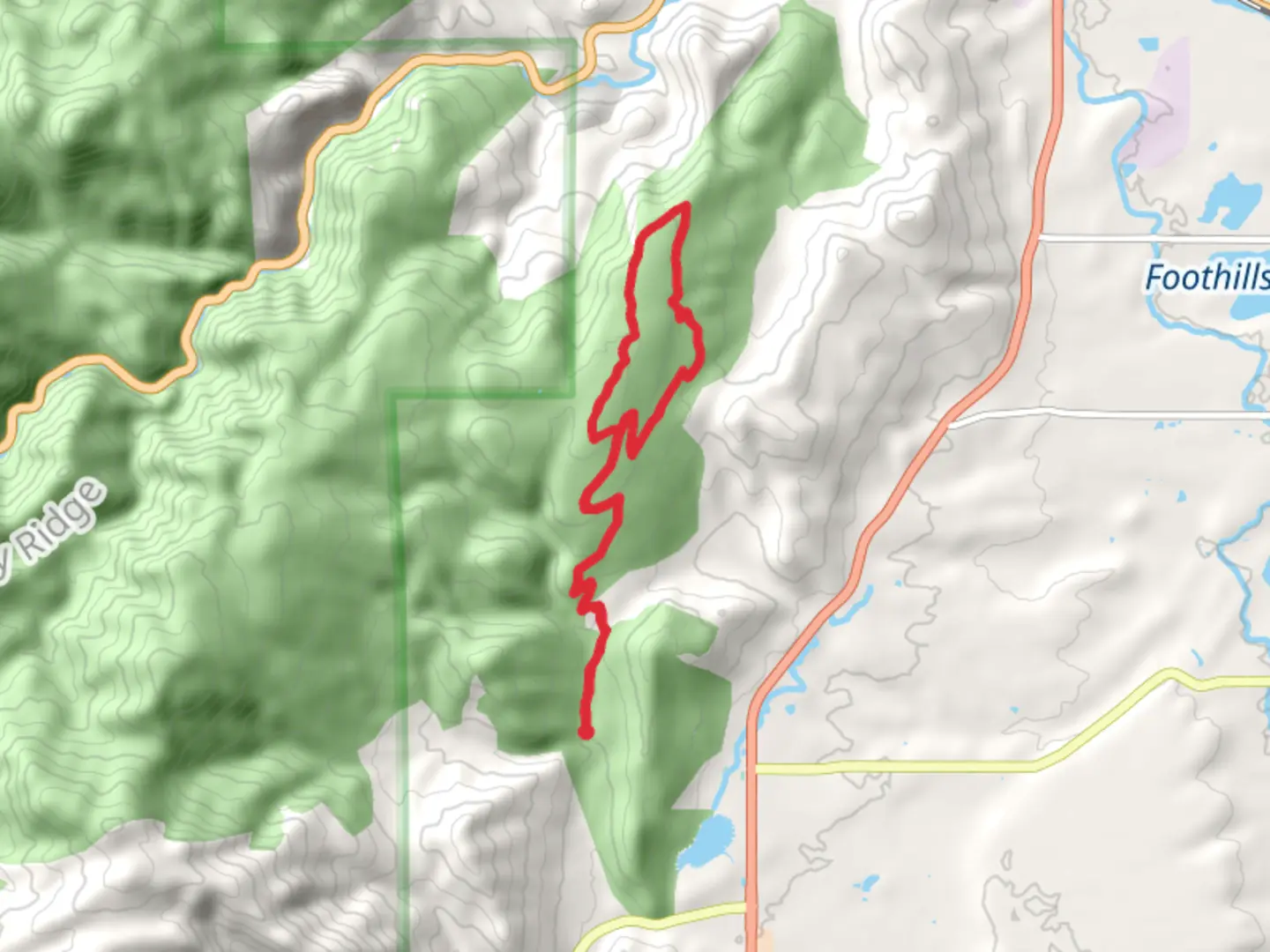 An image depicting the trail Wapiti Trail and Wild Turkey Loop Trail and its surrounding area.