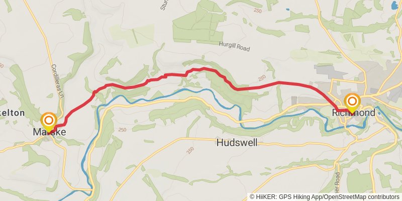 Leyburn to Richmond via Pennine Bridleway stage 7 Map