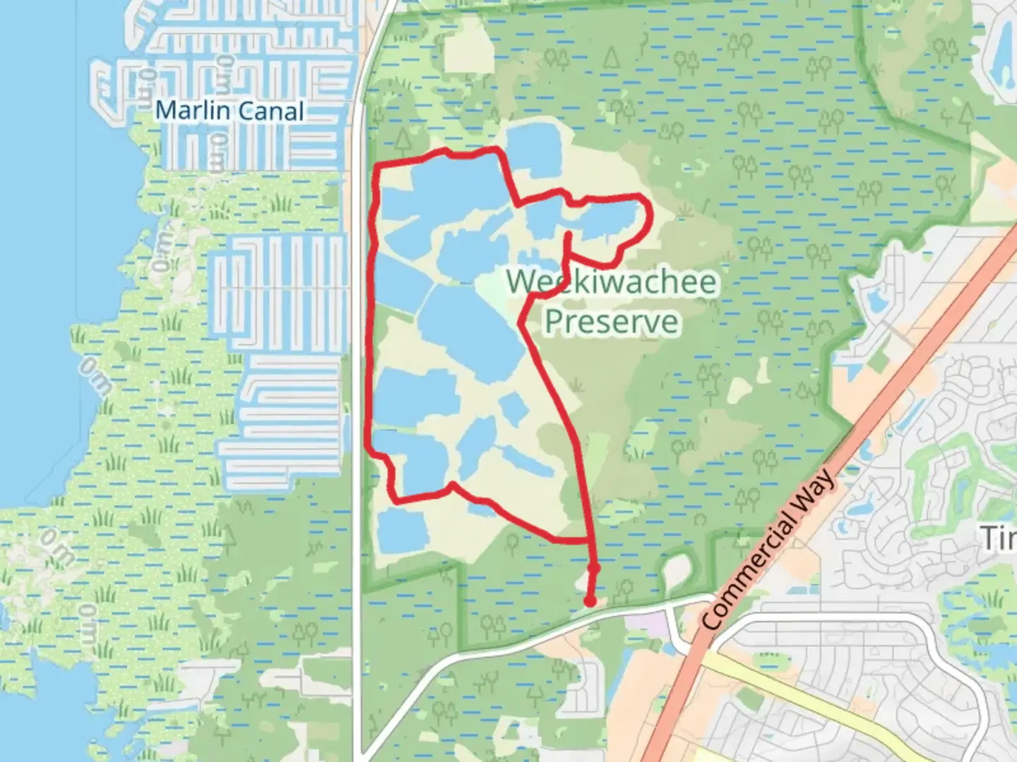 An image depicting the trail Weekiwachee Preserves Picnic Recreation Area Loop and its surrounding area.