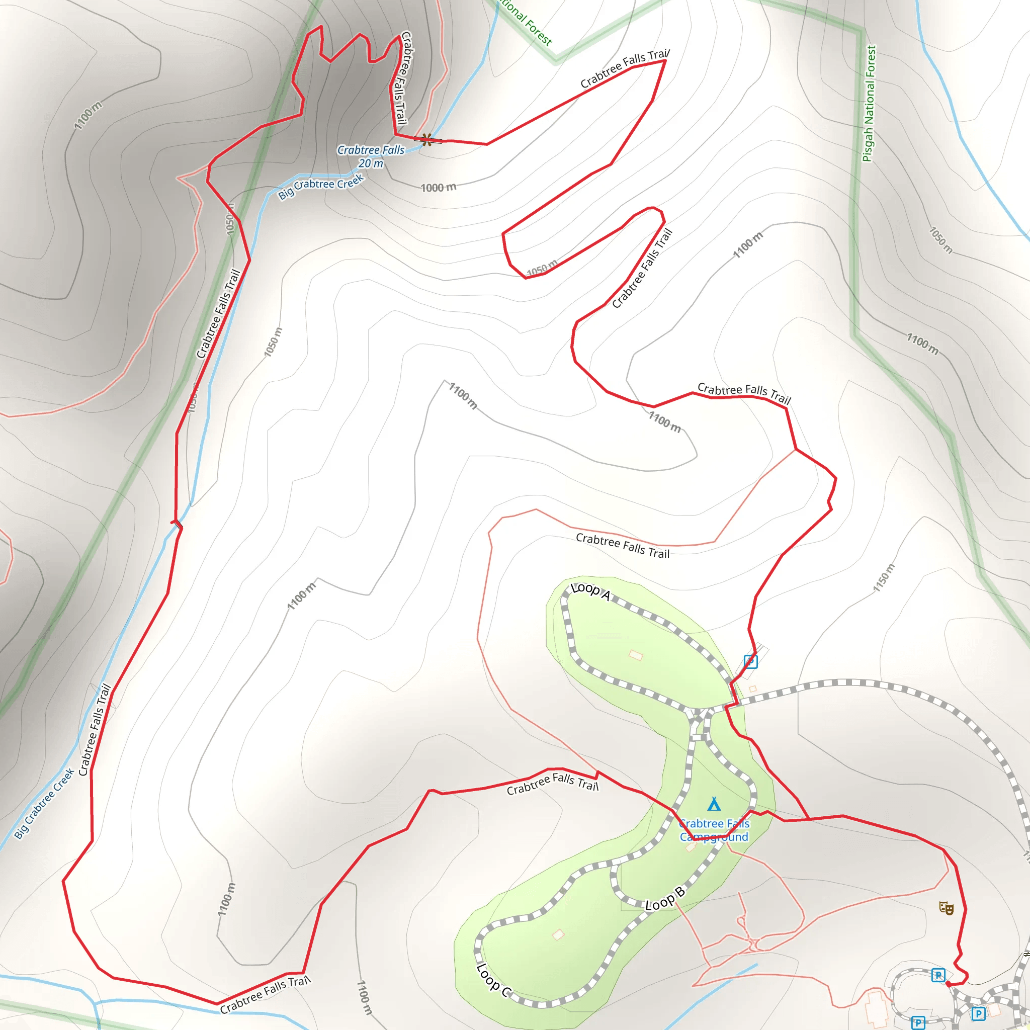 Crabtree Falls Trail Loop mobile static map