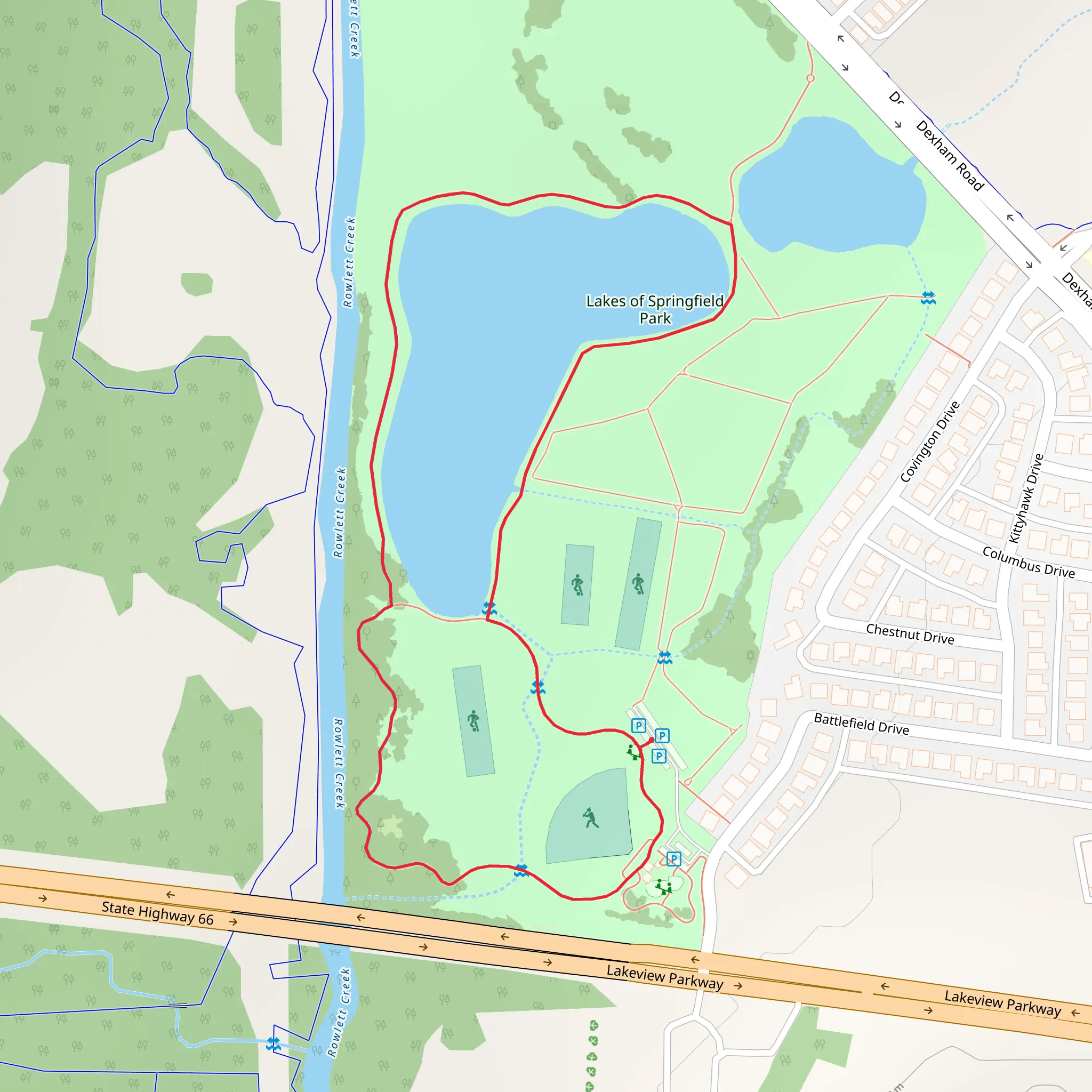 Lakes of Springfield Park Lake Loop mobile static map