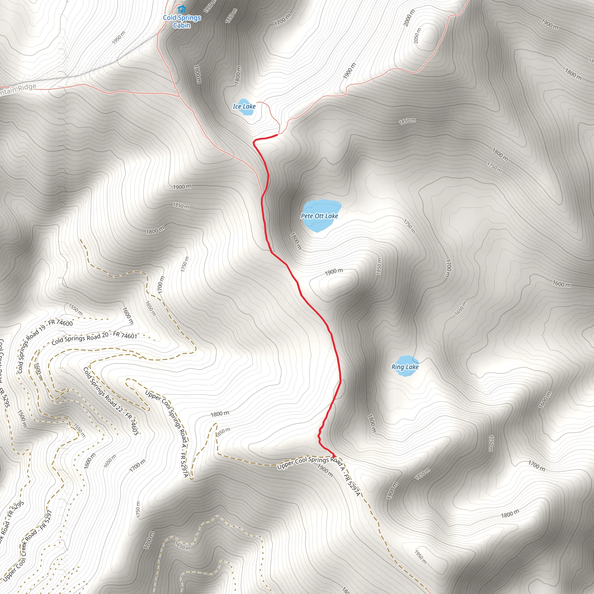 Pete Ott Lake via Flat Mountain Trail mobile static map