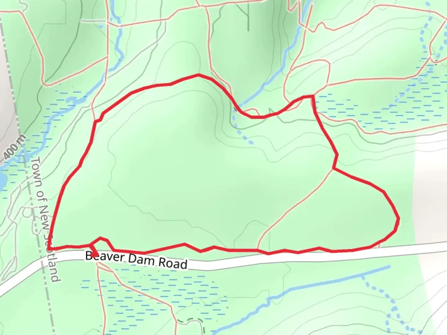 An image depicting the trail Long Path and Blue Loop Trail and its surrounding area.