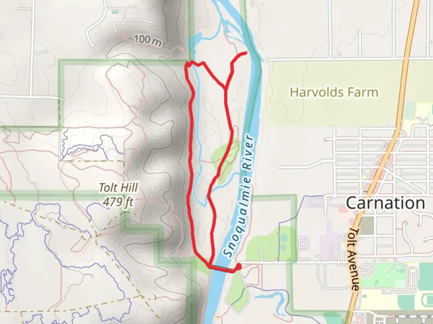 An image depicting the trail Coho Corner and Cottonwood Loop and its surrounding area.