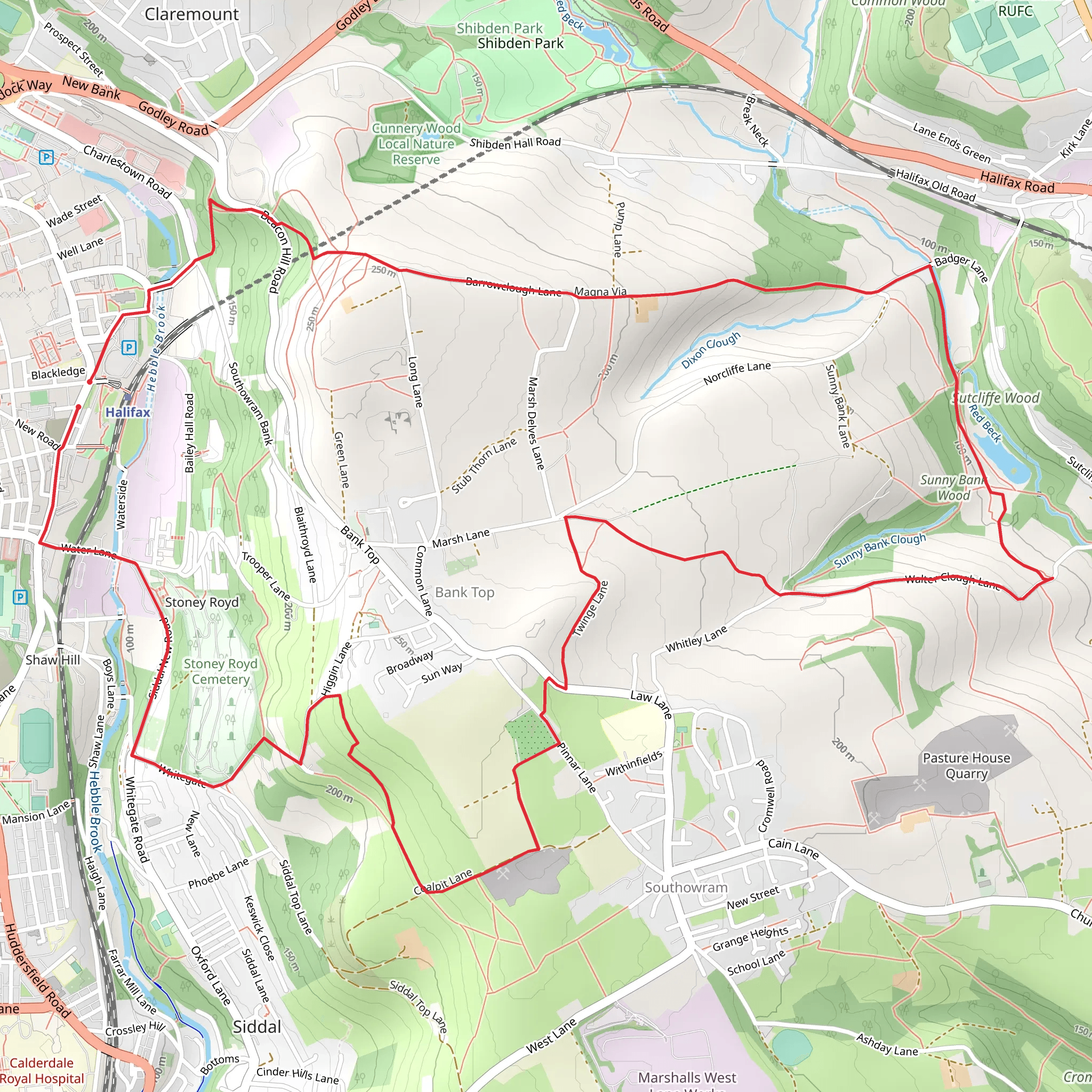 Halifax - The Magna via and Southowram mobile static map