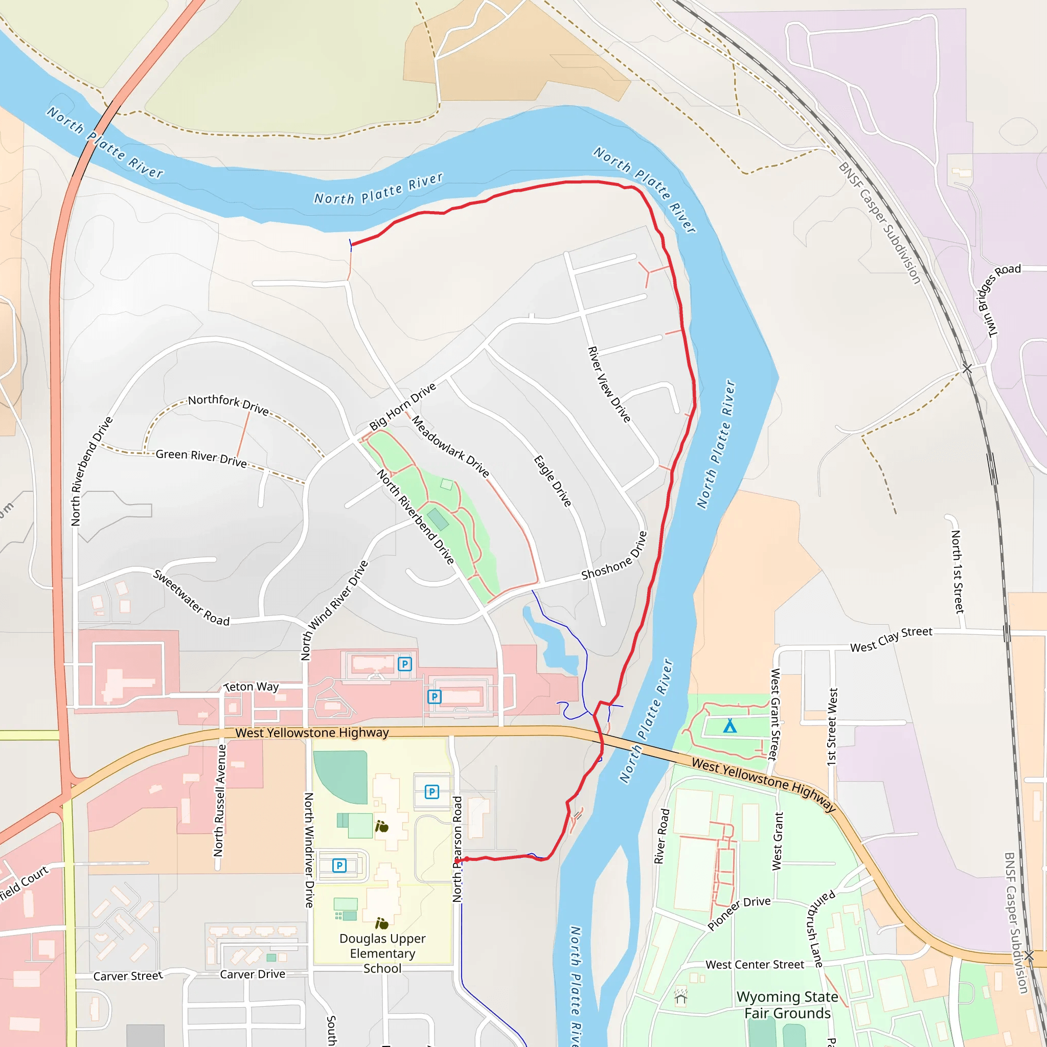 North Platte River mobile static map