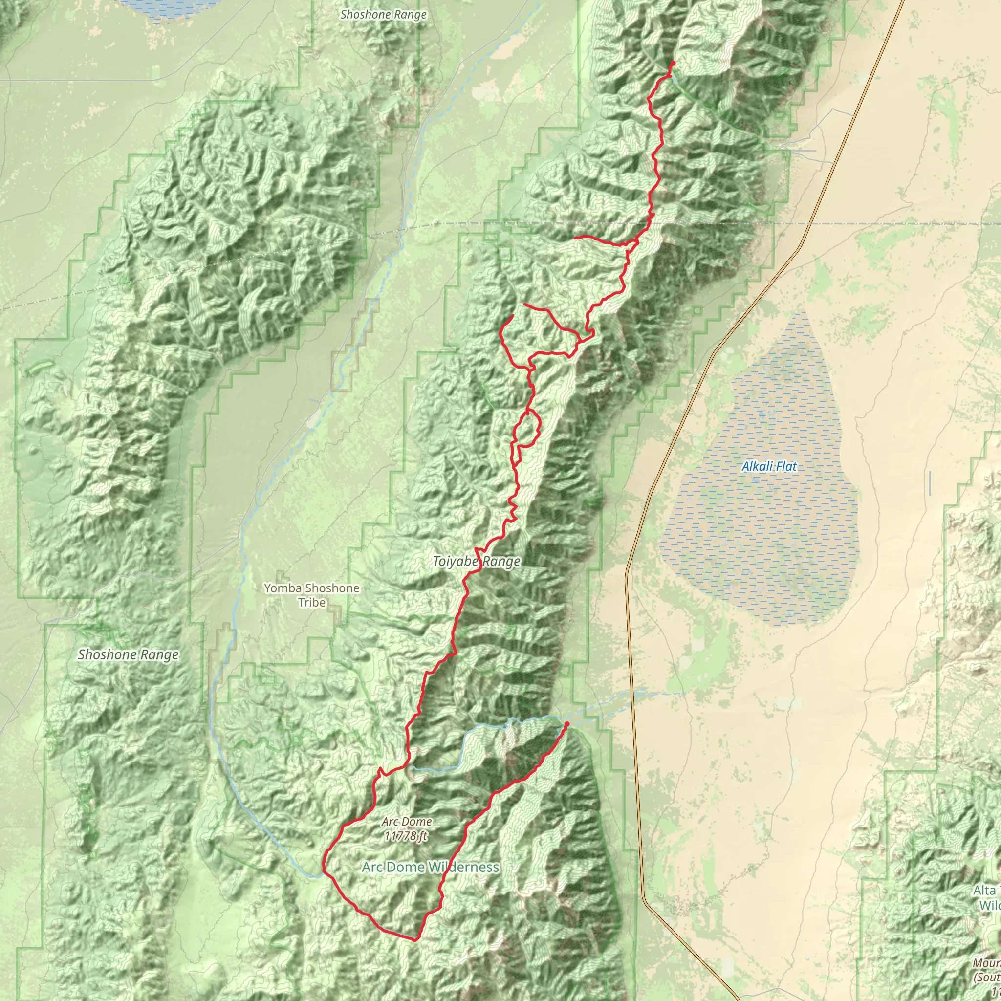 Toiyabe Crest Trail mobile static map