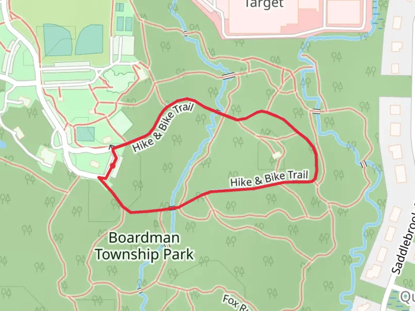 An image depicting the trail Skunk Cabbage Run Loop and its surrounding area.