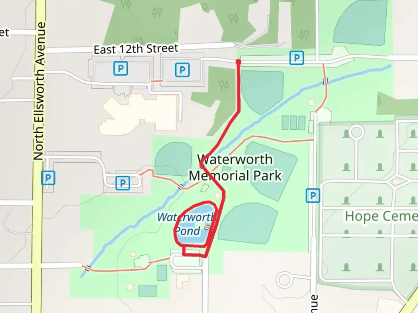 An image depicting the trail Waterworth Pond and its surrounding area.