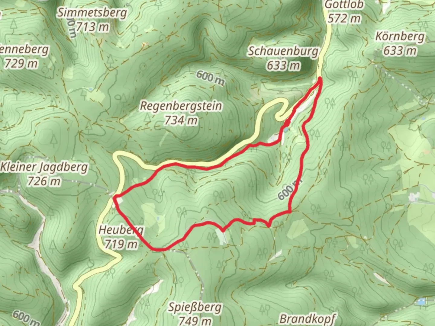 An image depicting the trail Spießbergbahn and Rennsteig Loop and its surrounding area.