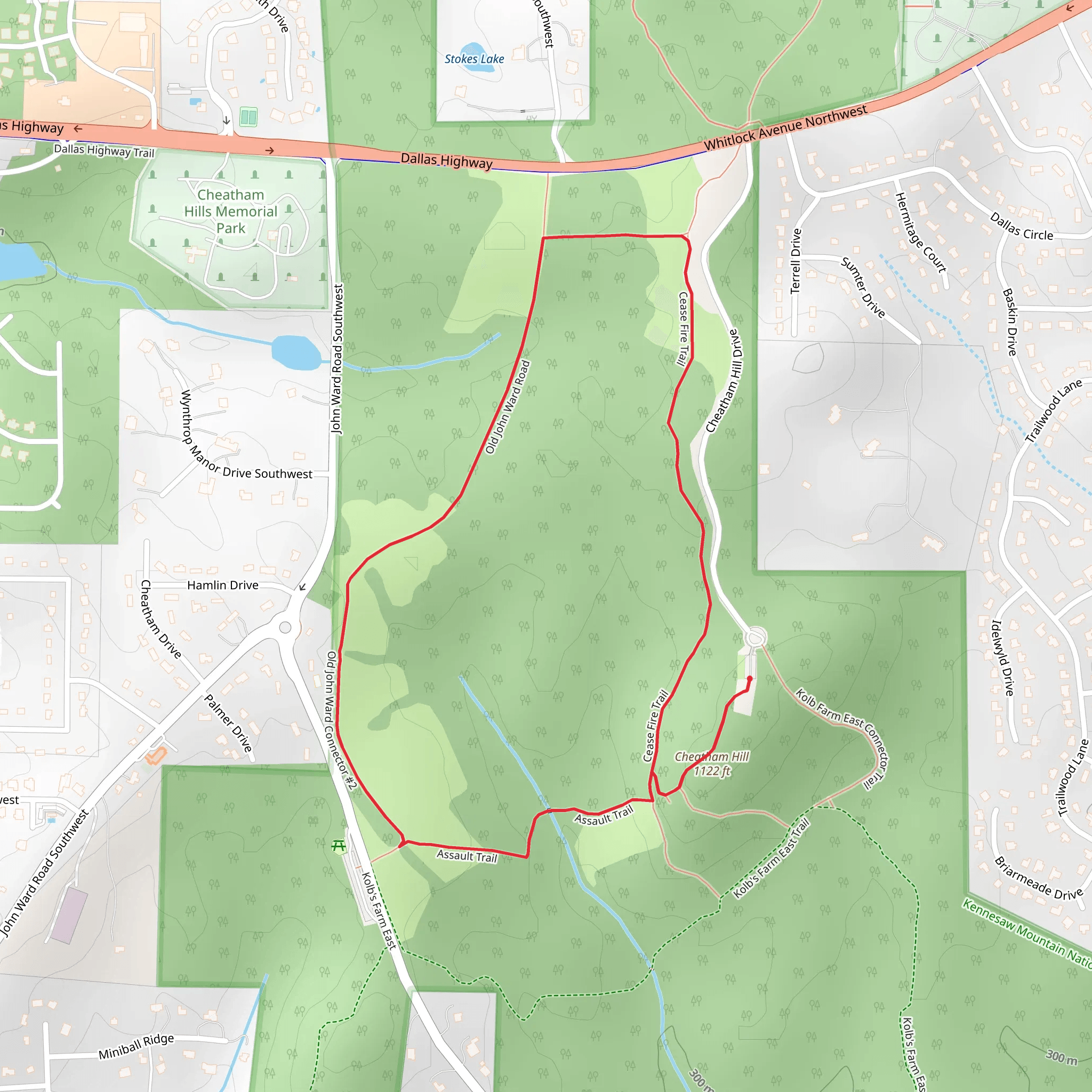 Assault Trail and Cease Fire Trail Loop mobile static map