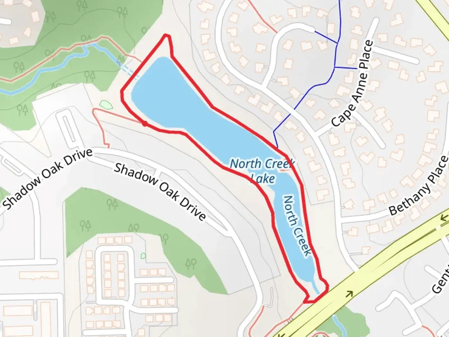 An image depicting the trail North Creek Lake Loop and its surrounding area.