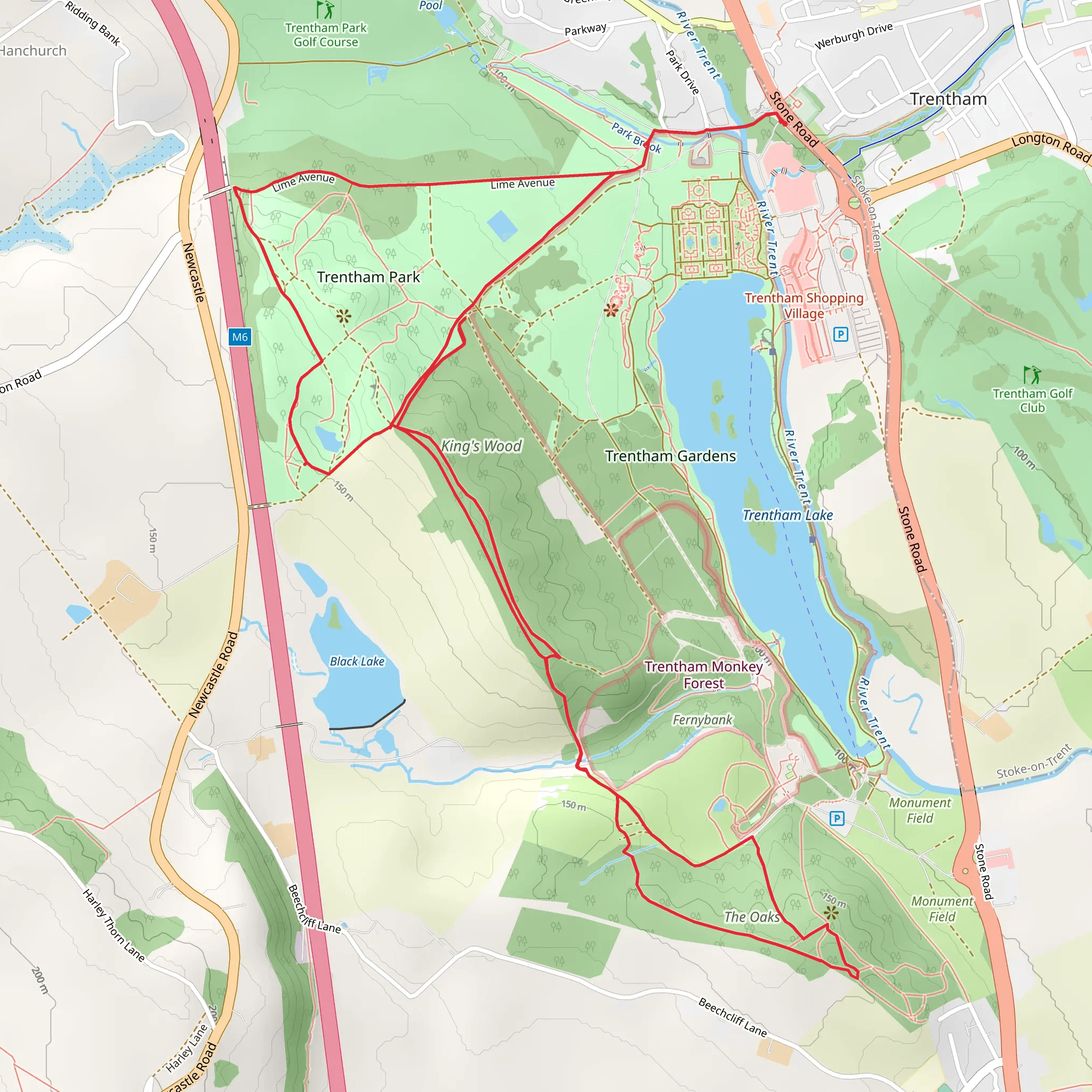 Trentham Park and The Oaks mobile static map