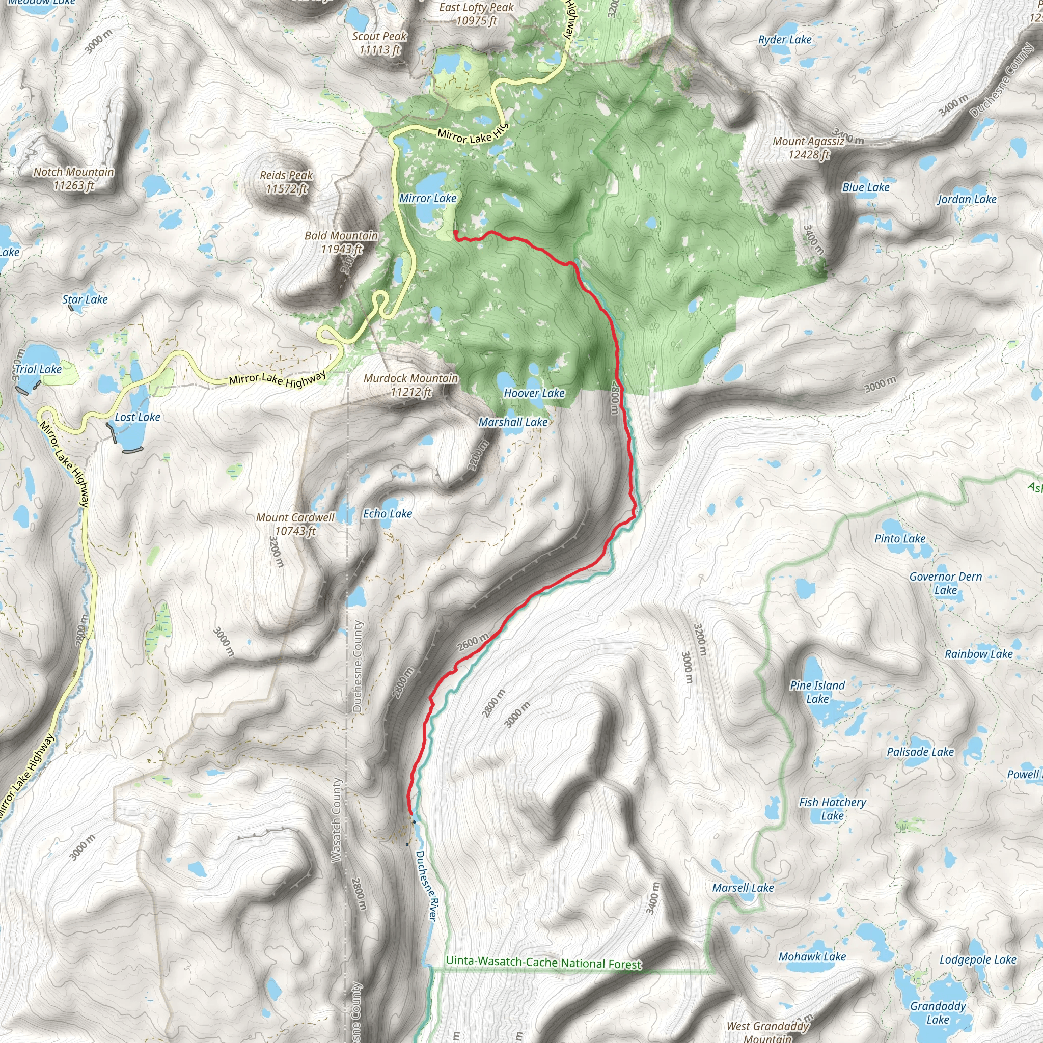 East Portal Dispersed Campground via Duchesne River Trail mobile static map