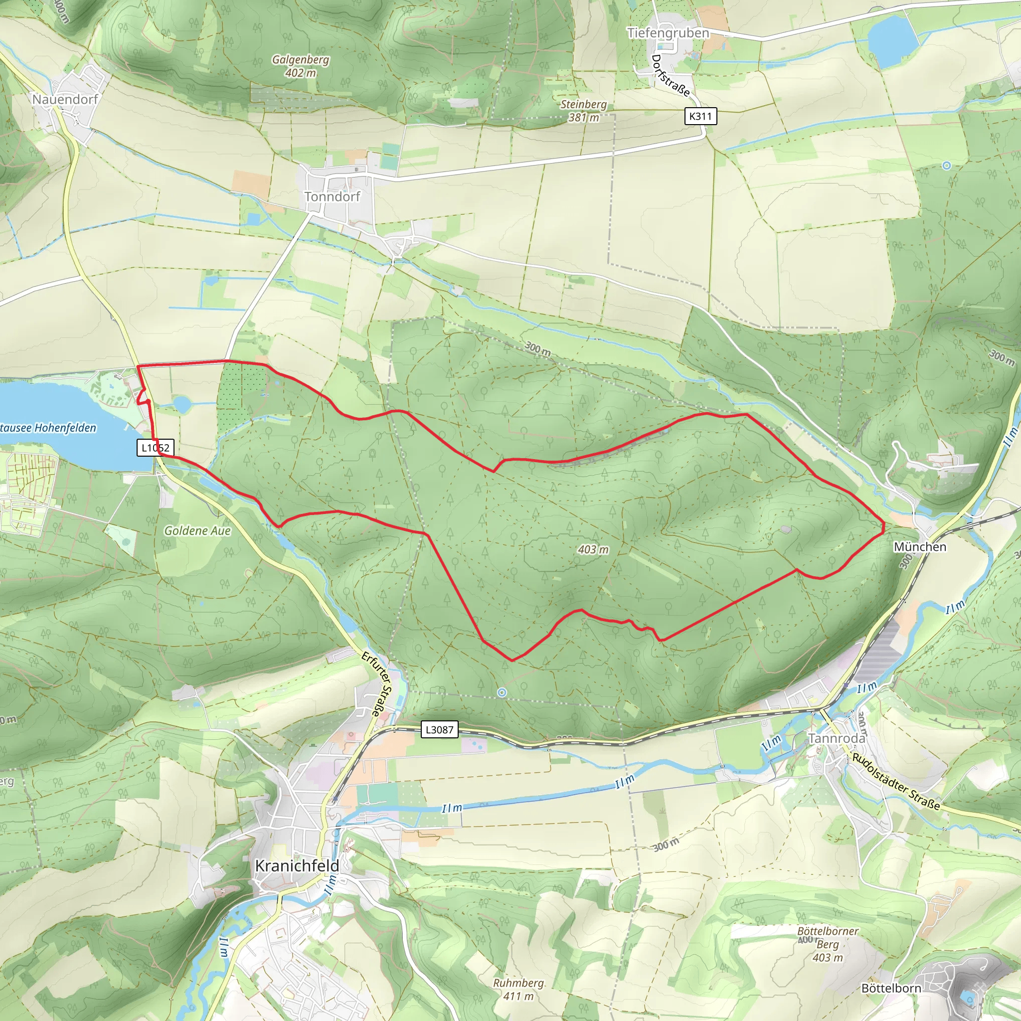 Kranich Rundwanderweg and Hauptwanderweg Eisenach - Jena mobile static map