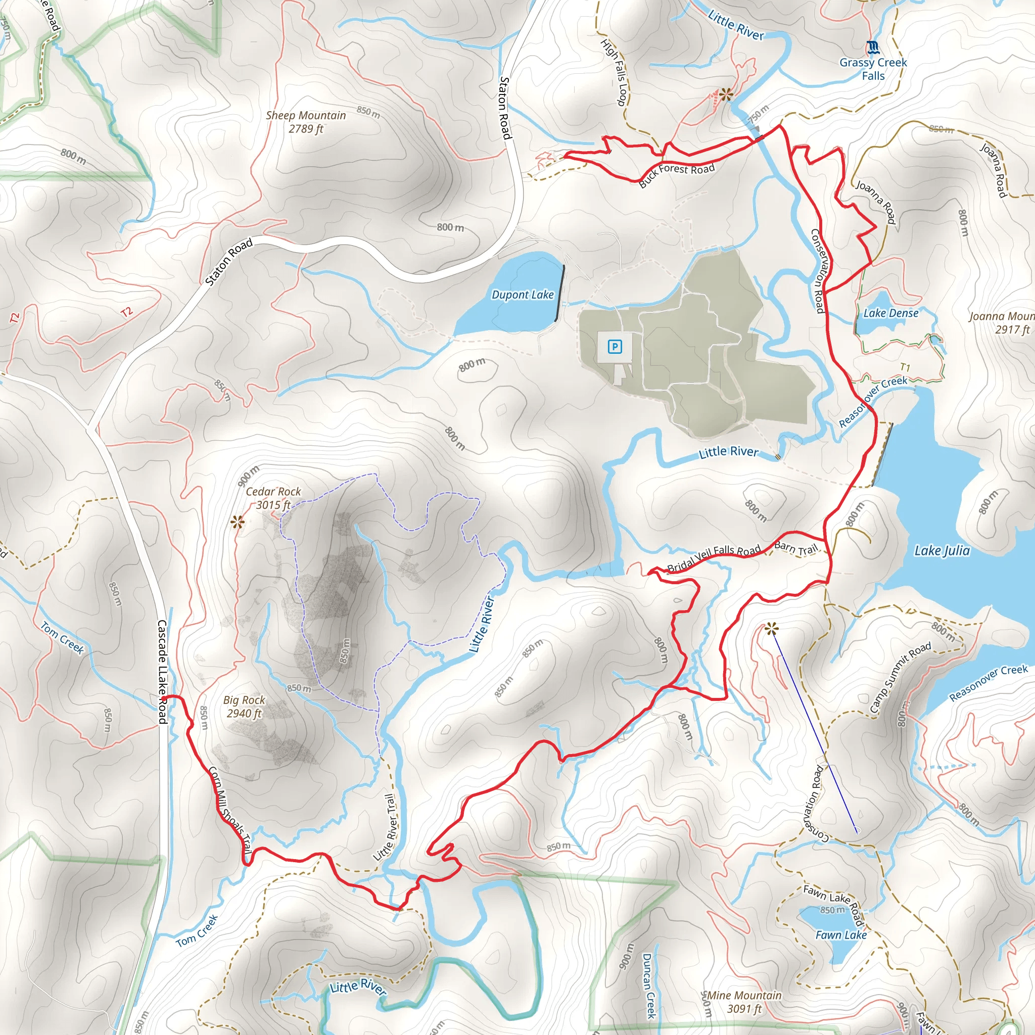 Corn Mill Shoals, Pitch Pine and High Falls Loop Trail mobile static map