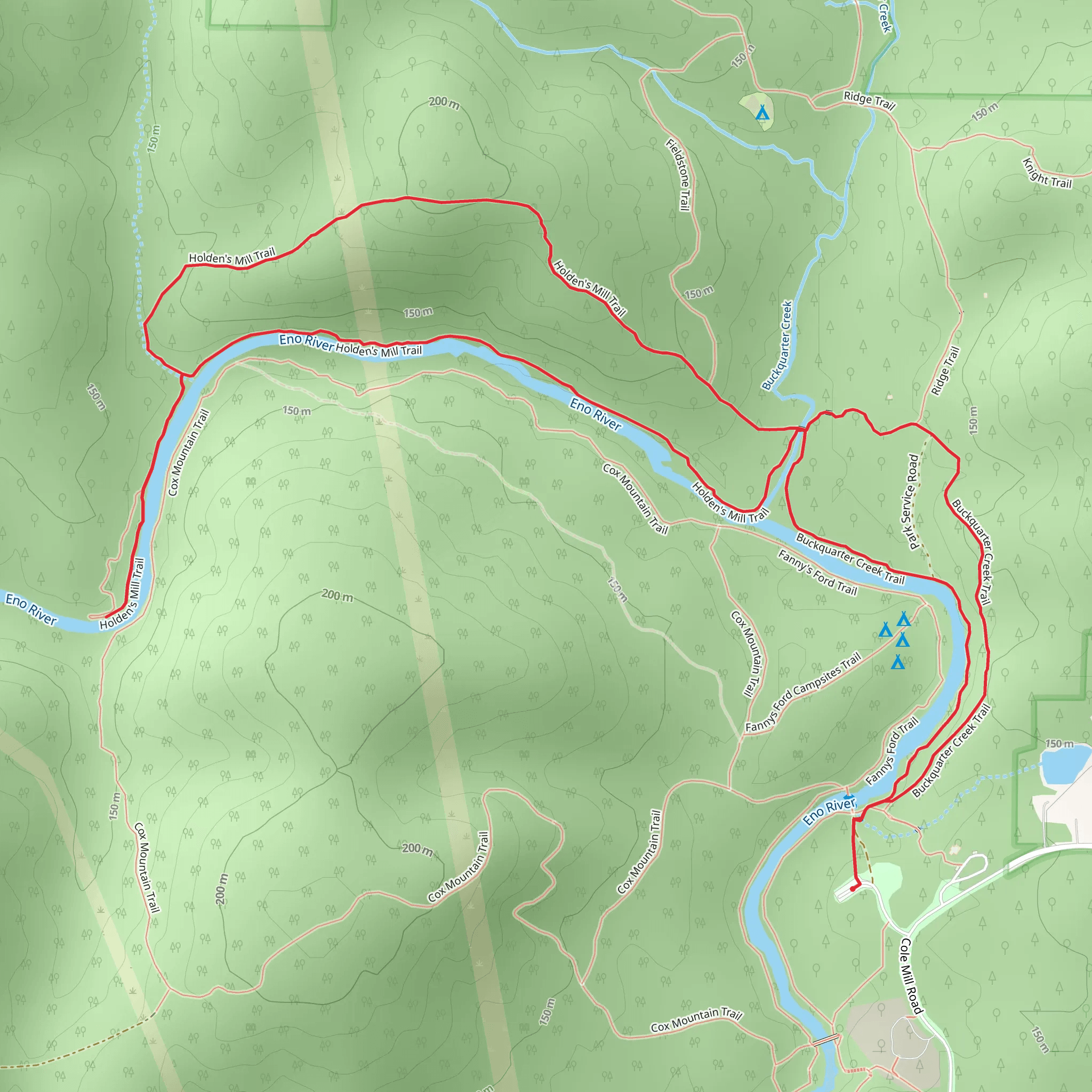 Holden's Mill Trail mobile static map