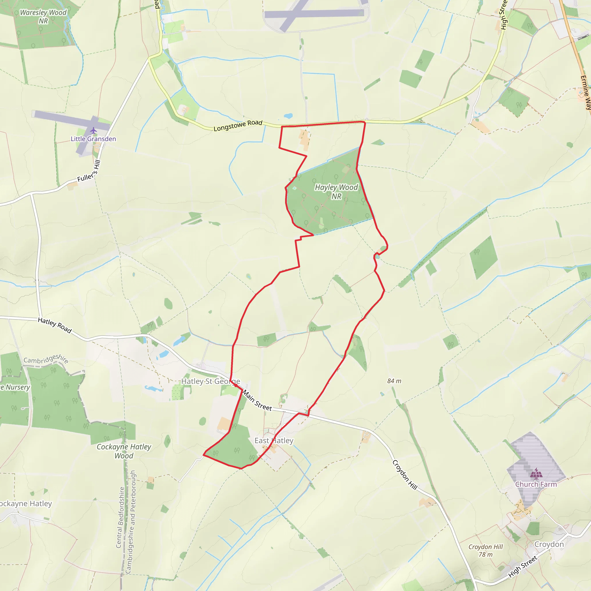 Buff Wood and Hayley Wood NNR Loop mobile static map