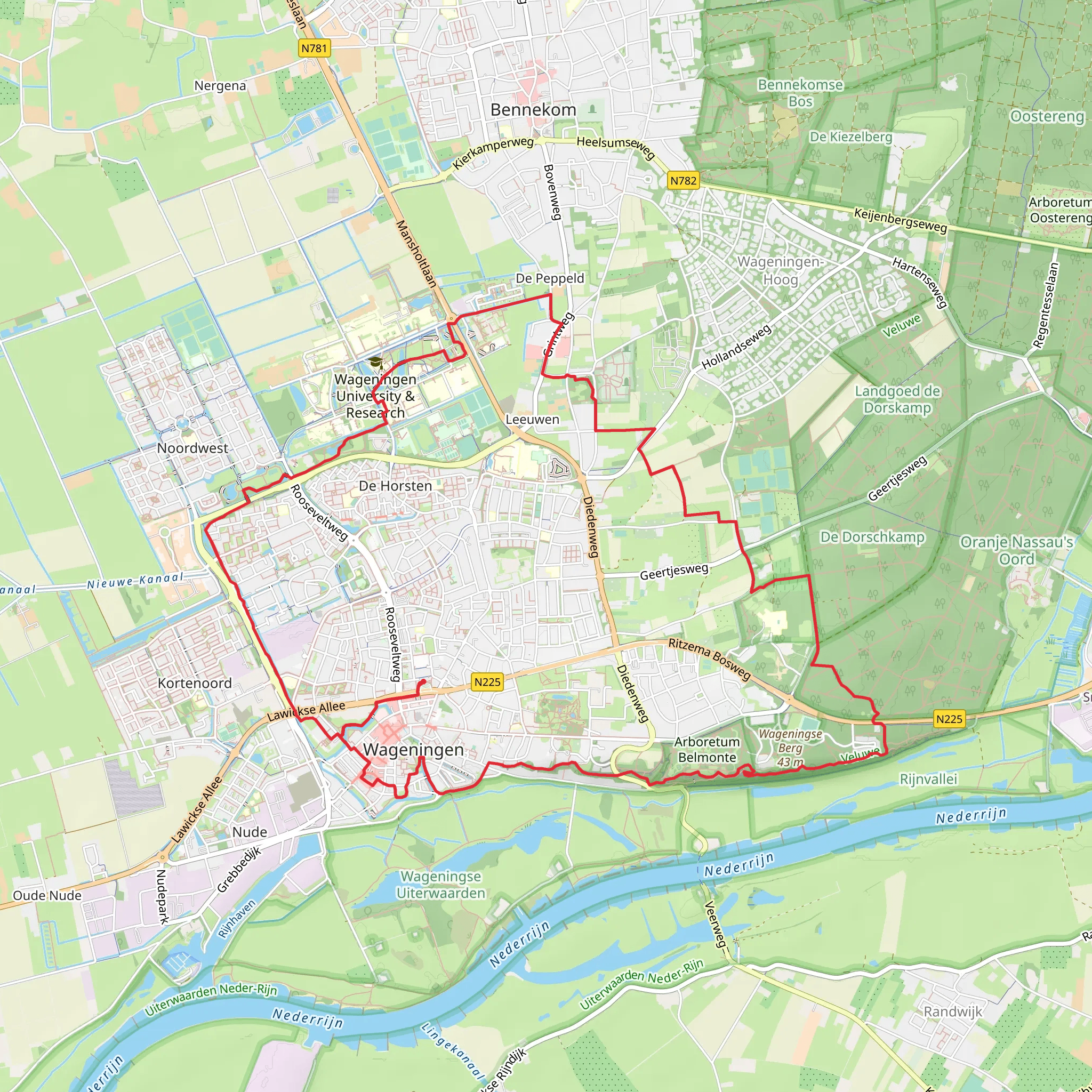 Bergpad and Wageningse Engpad Loop mobile static map