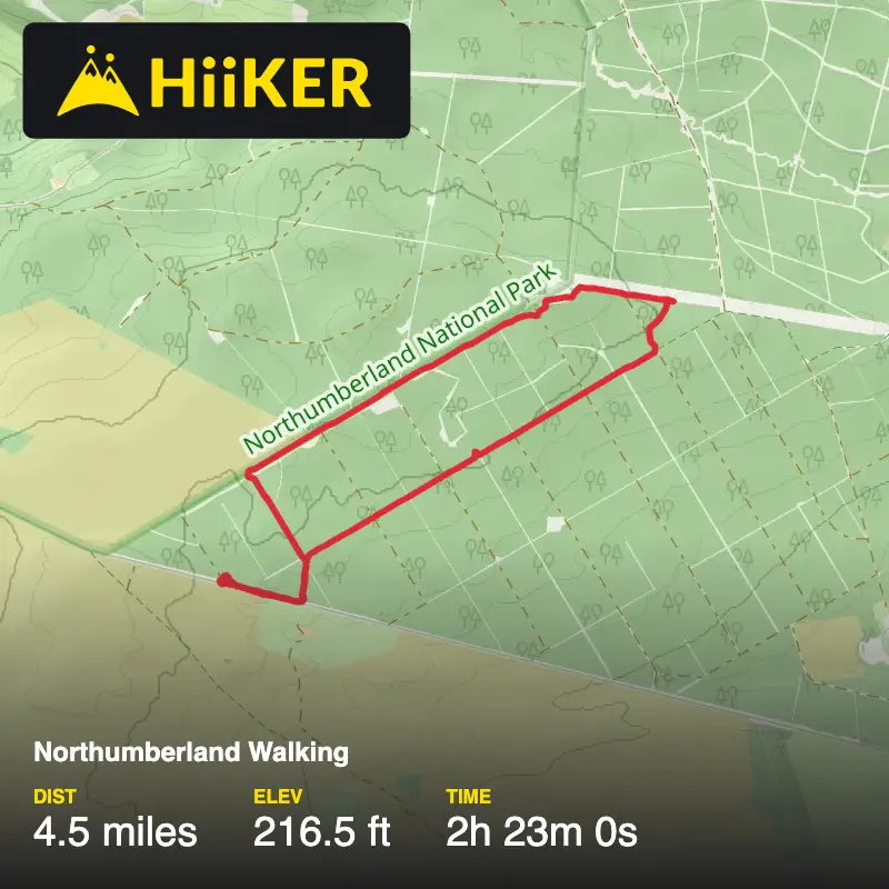 A map preview of the recording Northumberland Walking.