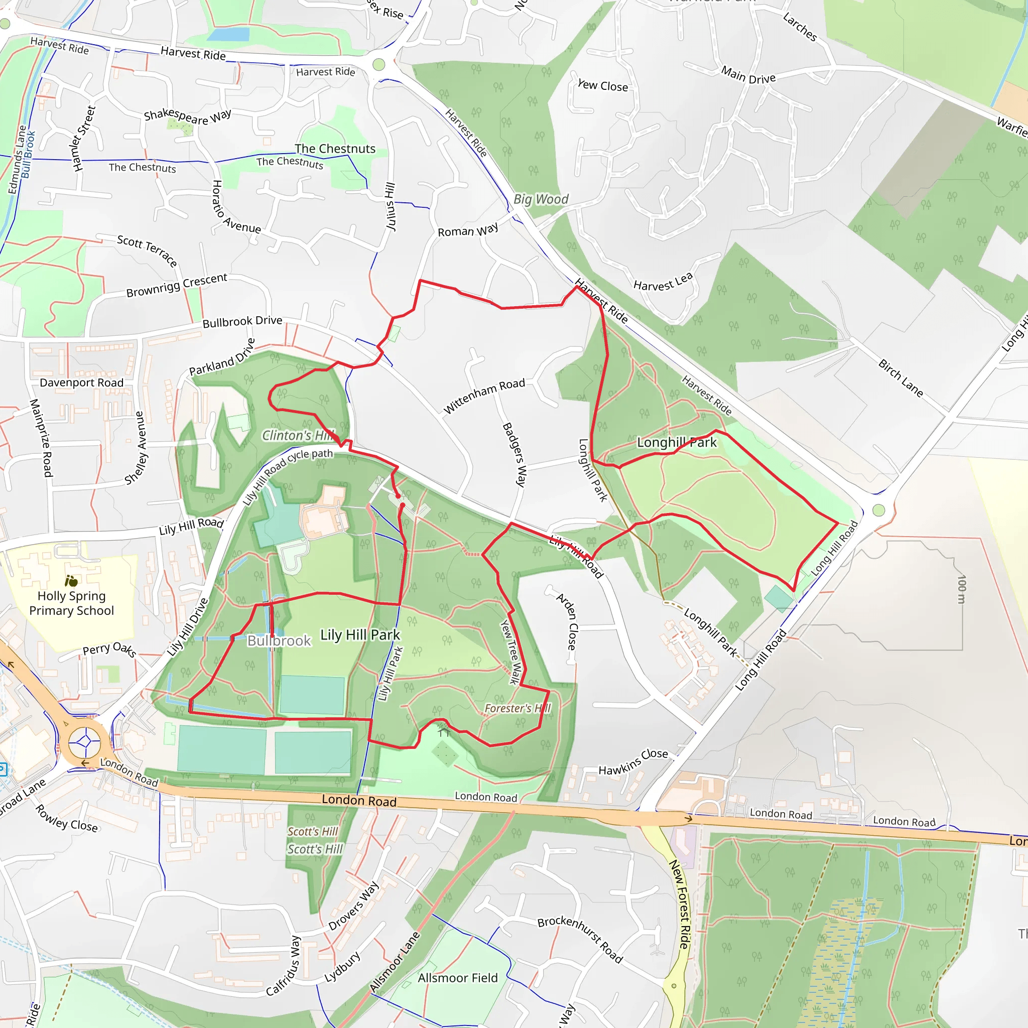 Lilly Hill and Longhill Park Loop mobile static map