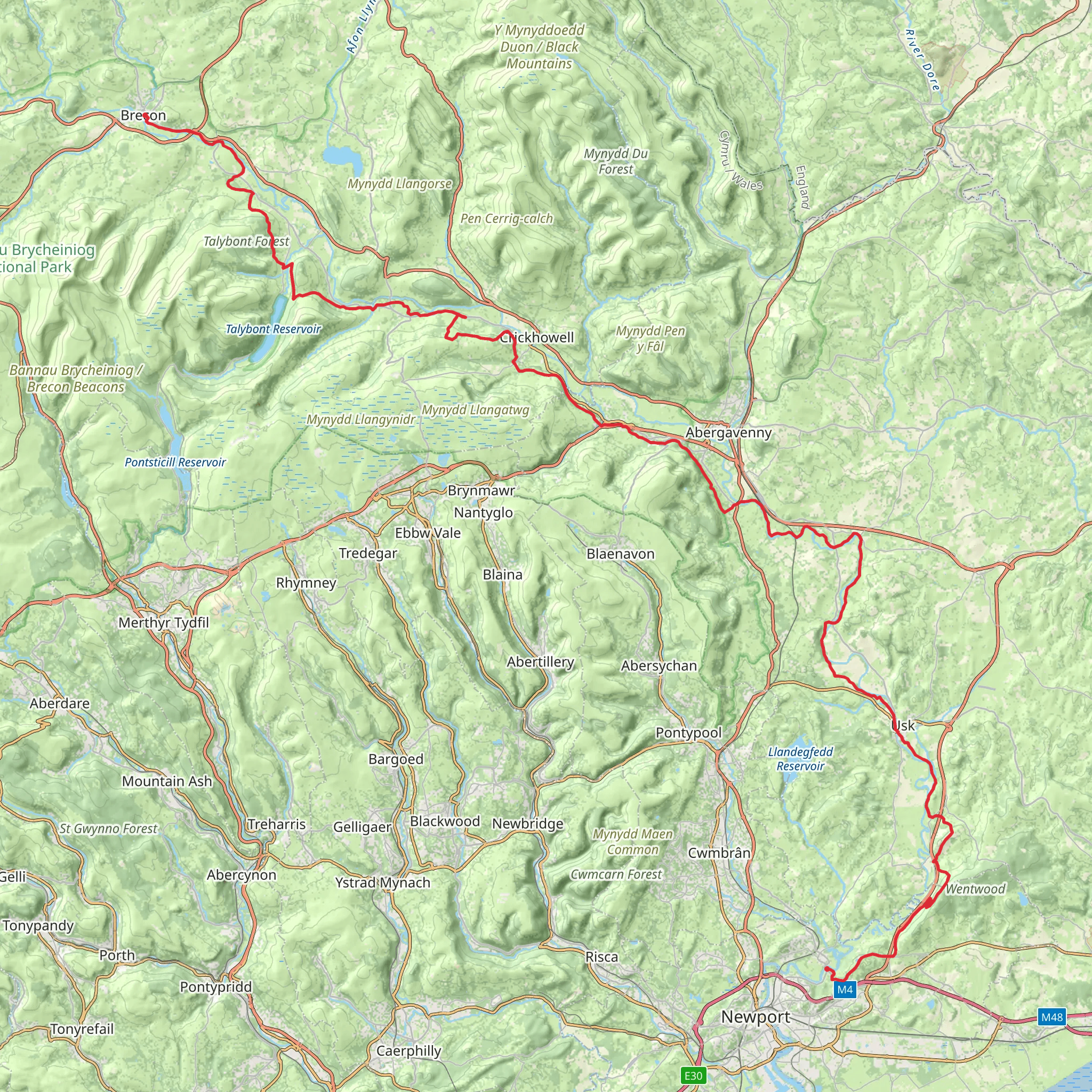 Usk Valley Walk mobile static map