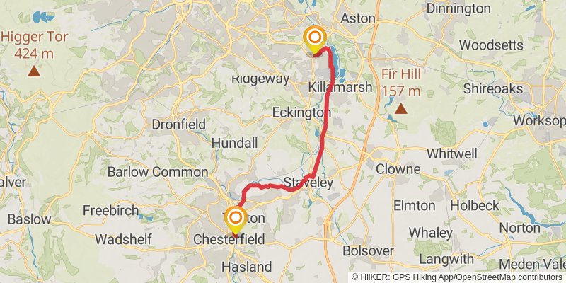 Chesterfield and Sheffield Link via Trans Pennine Trail stage 3 Map