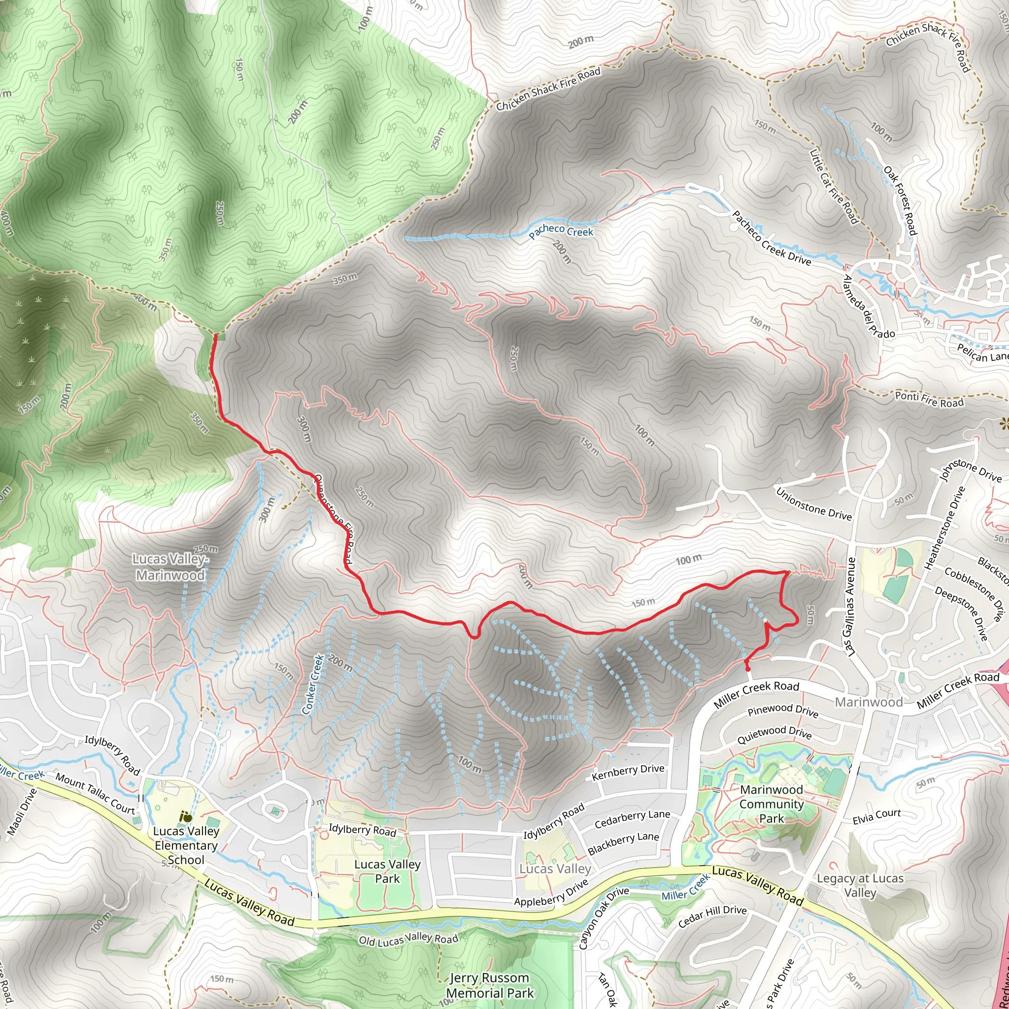 Queenstone Fire Road to Big Rock Ridge Road Walk mobile static map