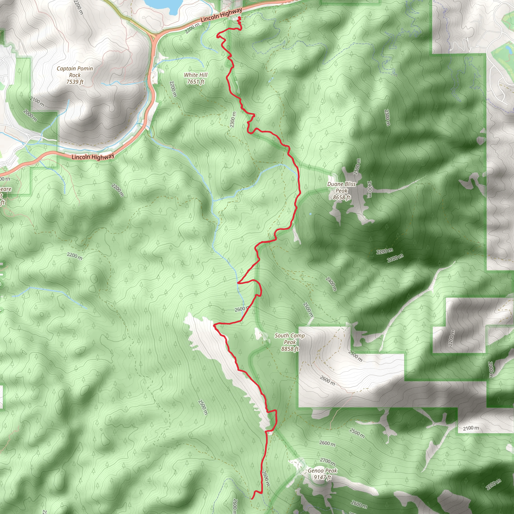 Tahoe Rim Trail from Spooner Lake mobile static map